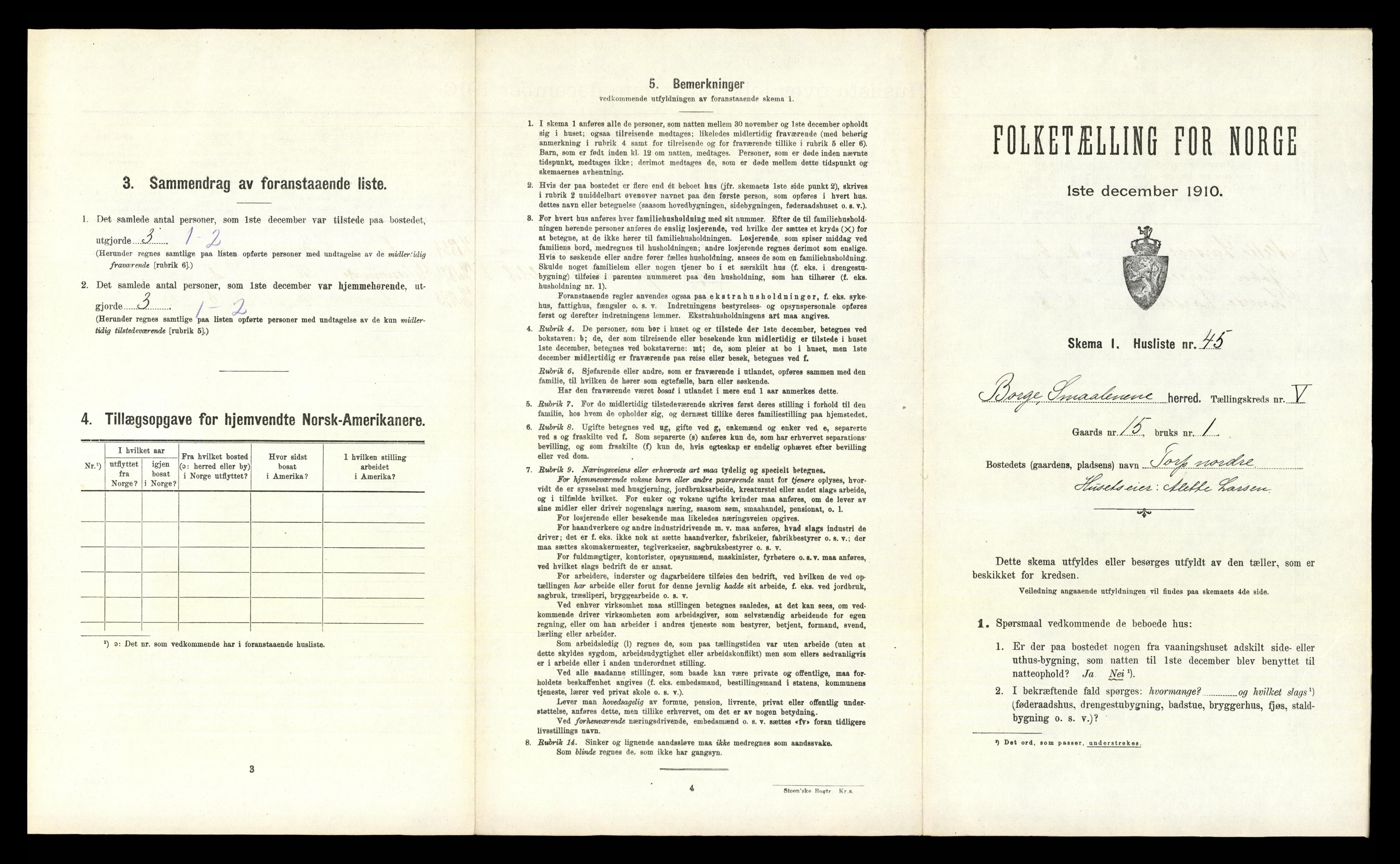 RA, 1910 census for Borge, 1910, p. 730