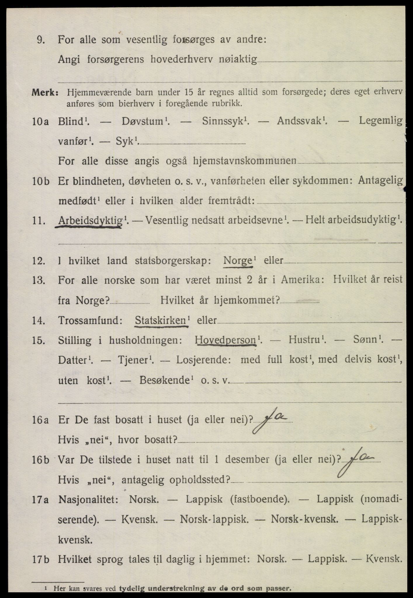 SAT, 1920 census for Vikna, 1920, p. 4138