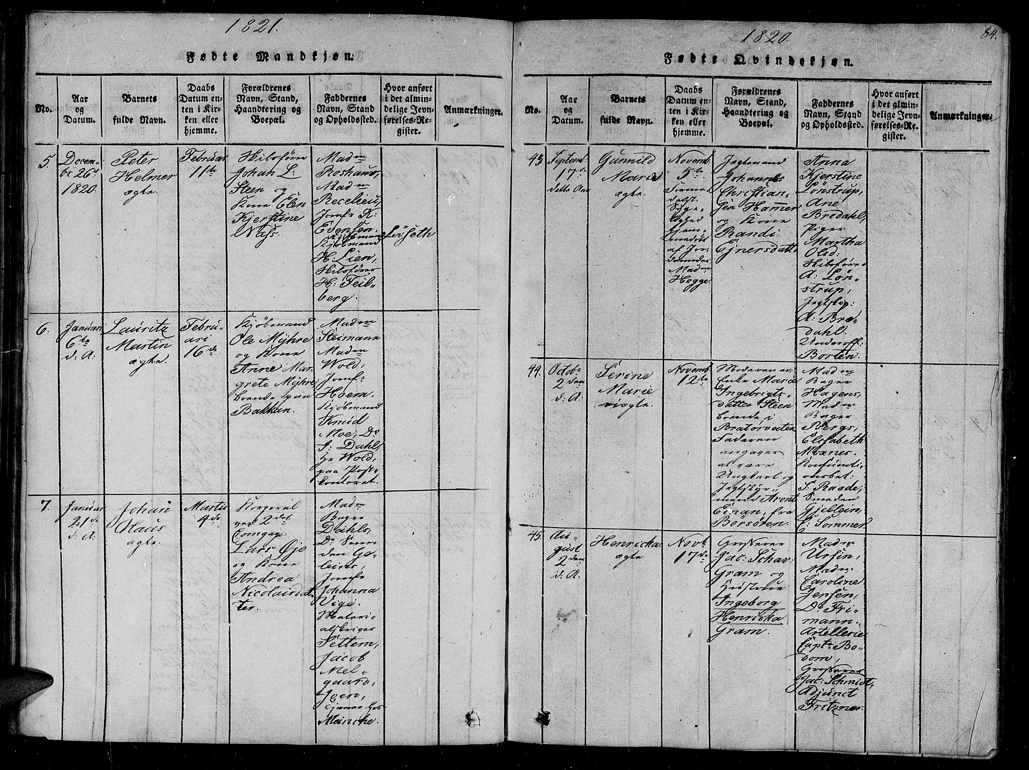 Ministerialprotokoller, klokkerbøker og fødselsregistre - Sør-Trøndelag, SAT/A-1456/602/L0107: Parish register (official) no. 602A05, 1815-1821, p. 84