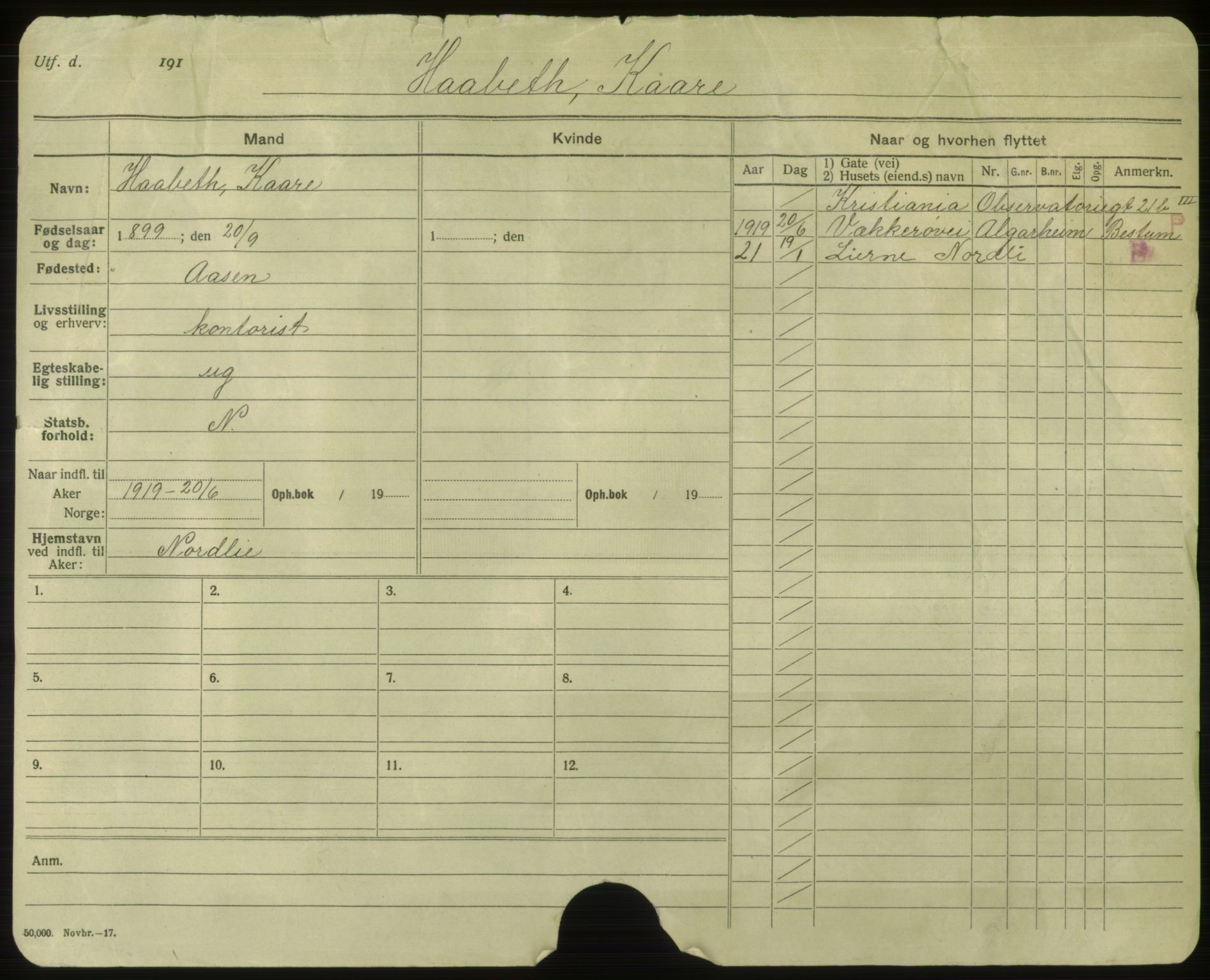 Oslo folkeregister, Registerkort, AV/SAO-A-11715/F/Fa/Faa/L0015: Menn, 1917-1922, p. 2