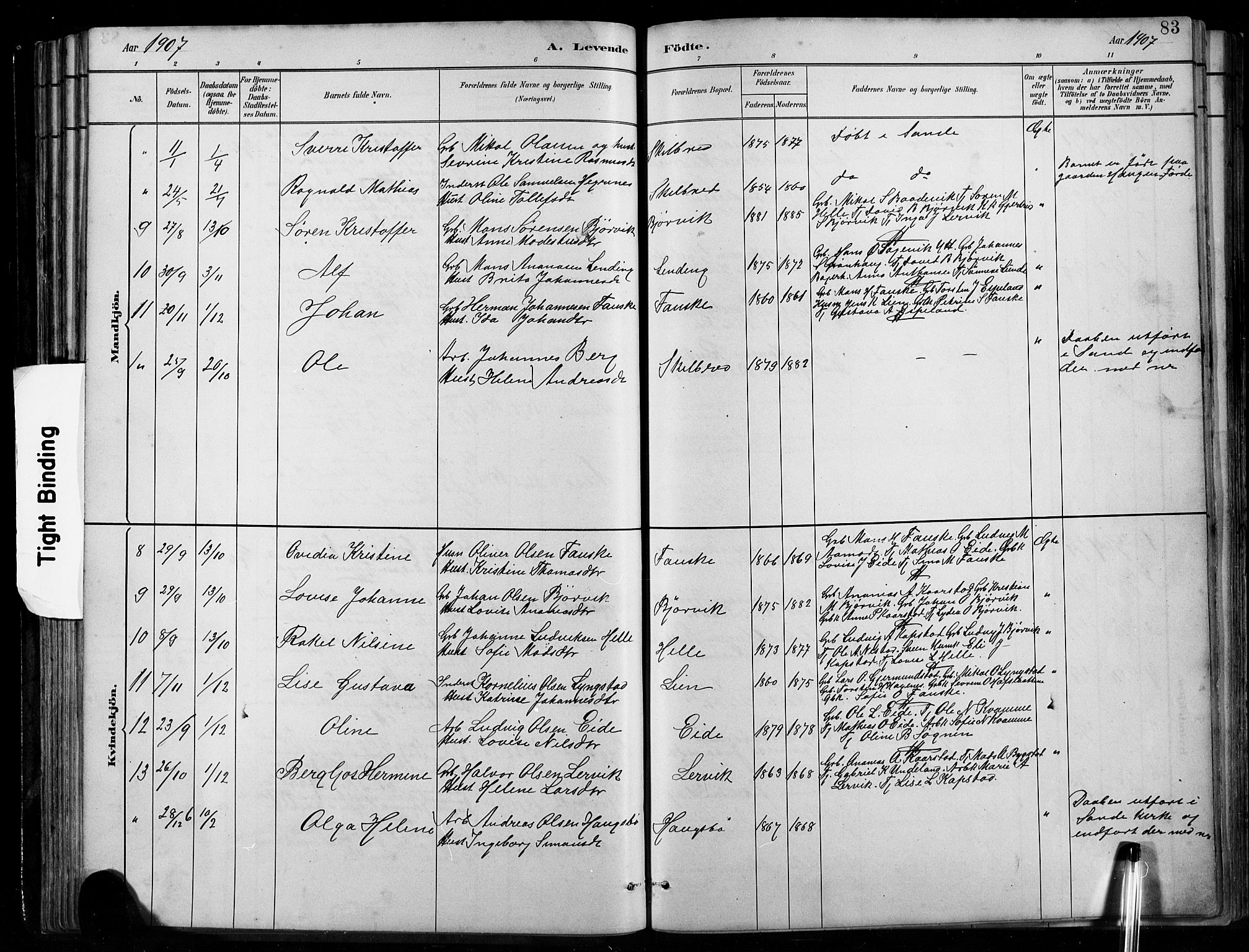 Gaular sokneprestembete, AV/SAB-A-80001/H/Hab: Parish register (copy) no. B 3, 1882-1913, p. 83