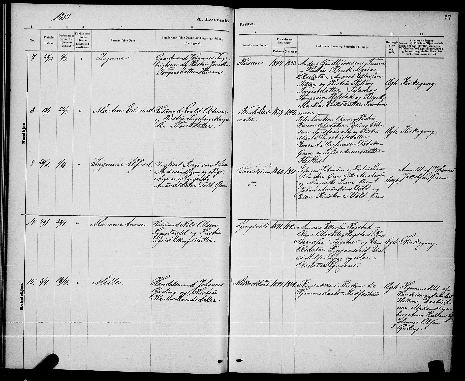 Ministerialprotokoller, klokkerbøker og fødselsregistre - Nord-Trøndelag, SAT/A-1458/723/L0256: Parish register (copy) no. 723C04, 1879-1890, p. 57