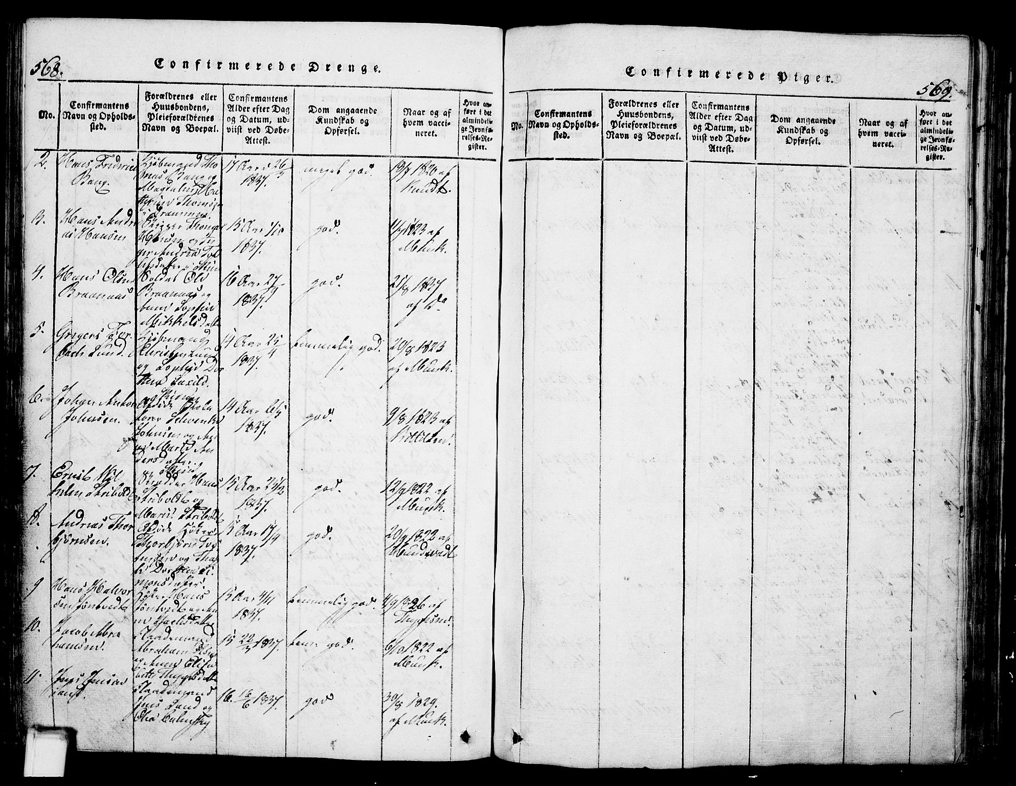Skien kirkebøker, SAKO/A-302/G/Ga/L0002: Parish register (copy) no. 2, 1814-1842, p. 568-569
