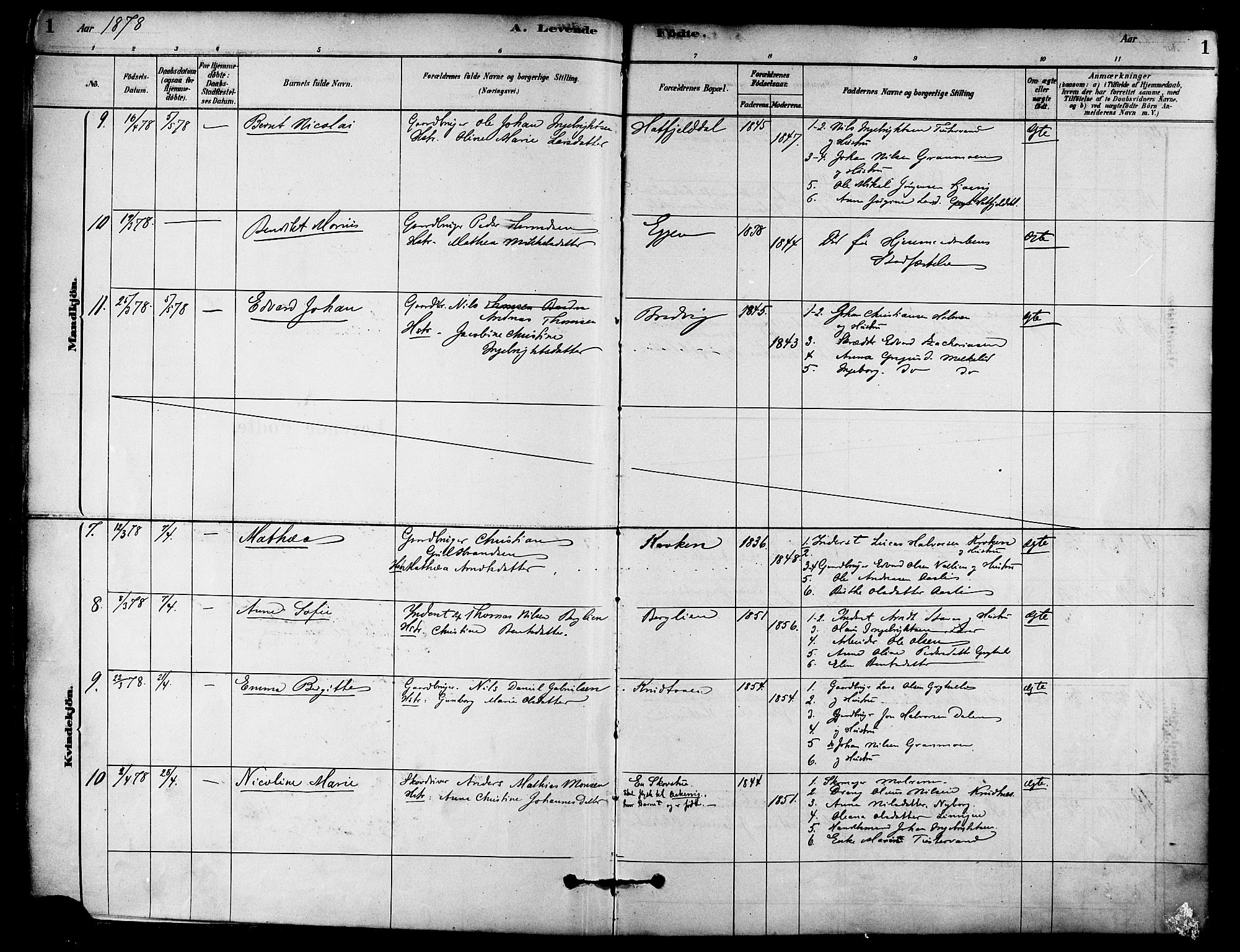 Ministerialprotokoller, klokkerbøker og fødselsregistre - Nordland, AV/SAT-A-1459/823/L0325: Parish register (official) no. 823A02, 1878-1898, p. 1