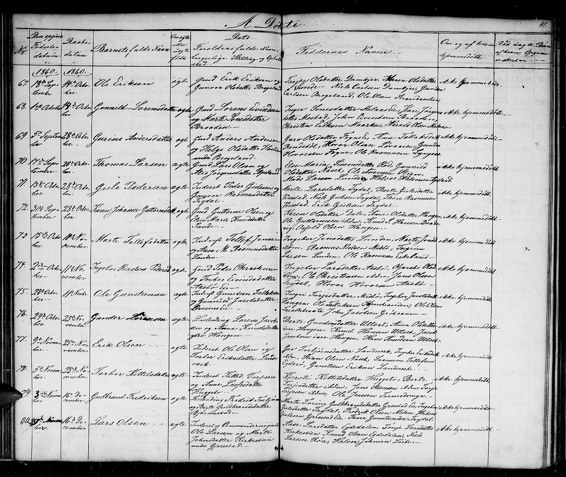 Gjerstad sokneprestkontor, AV/SAK-1111-0014/F/Fb/Fba/L0005: Parish register (copy) no. B 5, 1853-1867, p. 41