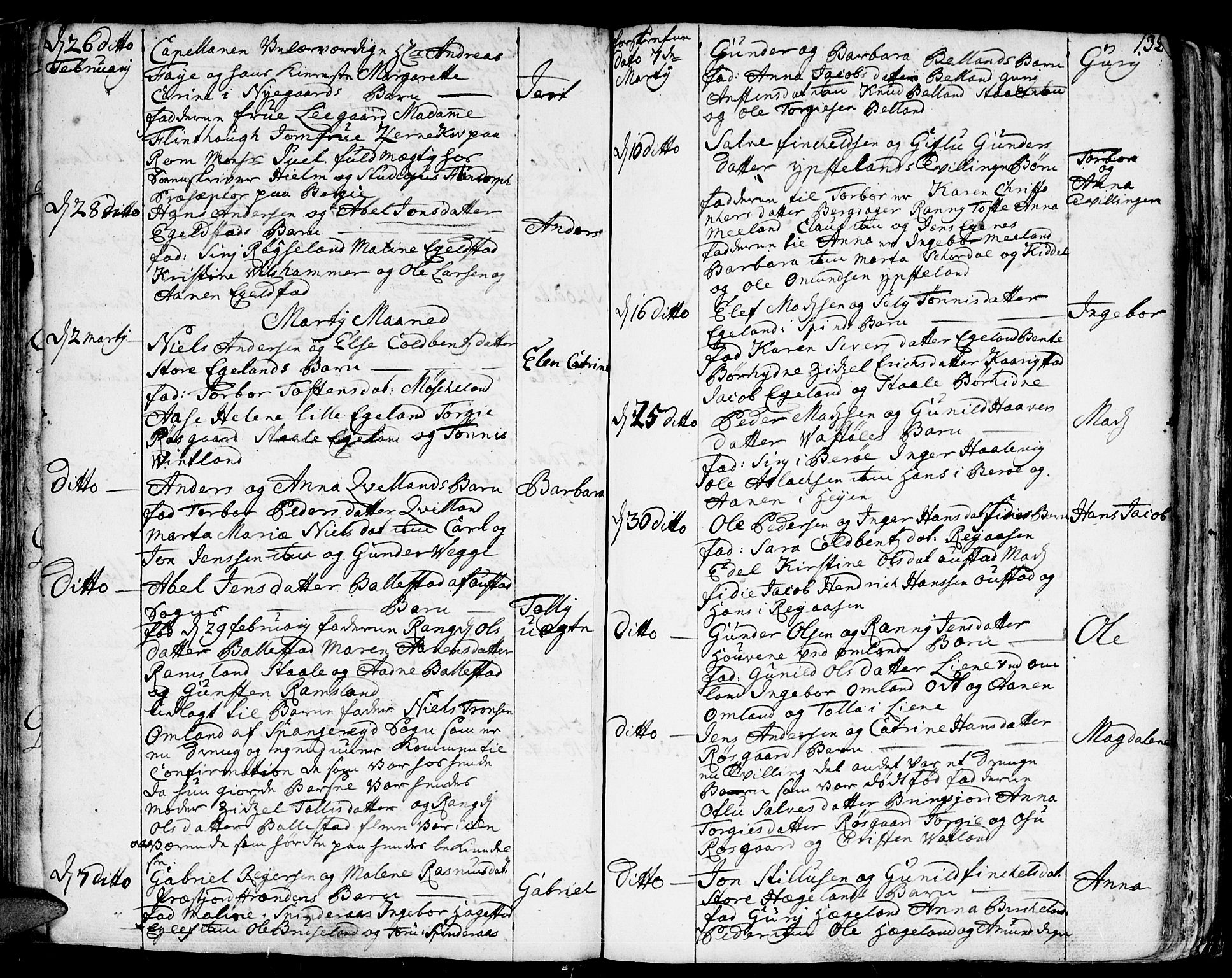 Lyngdal sokneprestkontor, AV/SAK-1111-0029/F/Fa/Fac/L0001: Parish register (official) no. A 1, 1727-1779, p. 132