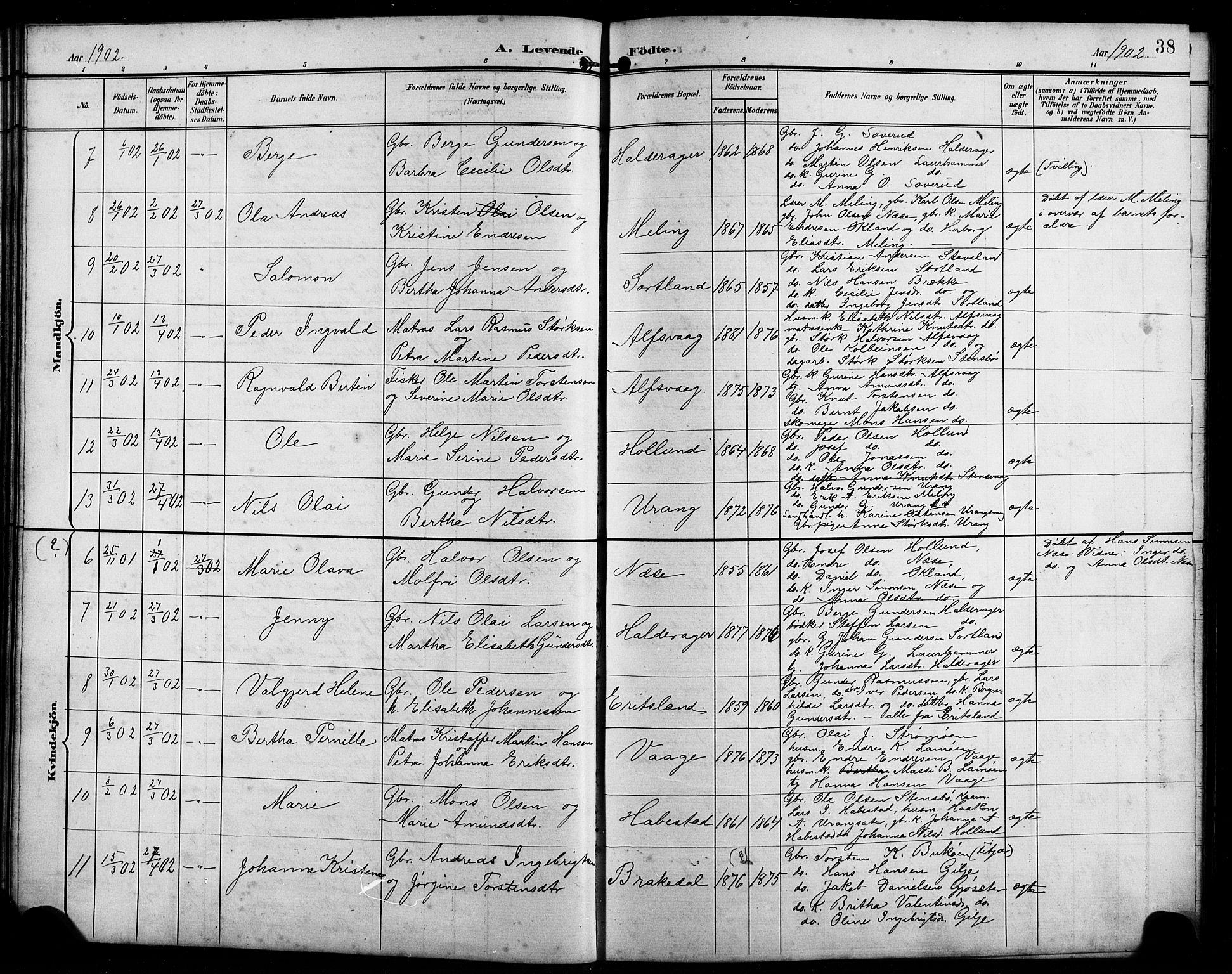Finnås sokneprestembete, AV/SAB-A-99925/H/Ha/Hab/Habb/L0004: Parish register (copy) no. B 4, 1897-1907, p. 38