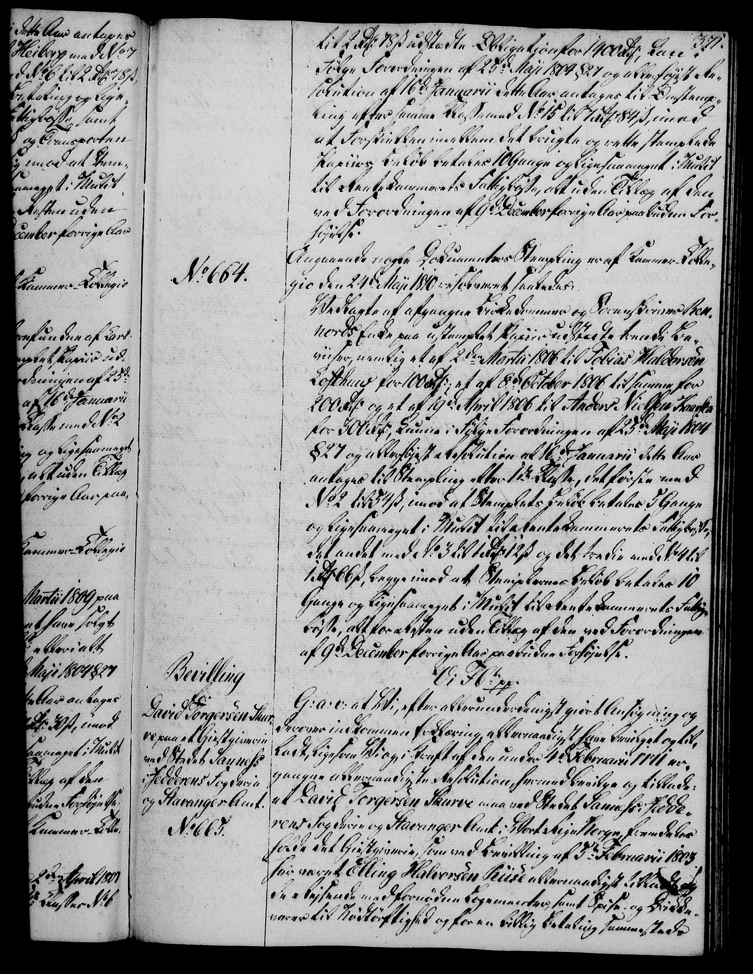 Rentekammeret, Kammerkanselliet, AV/RA-EA-3111/G/Gg/Gga/L0019: Norsk ekspedisjonsprotokoll med register (merket RK 53.19), 1807-1810, p. 371