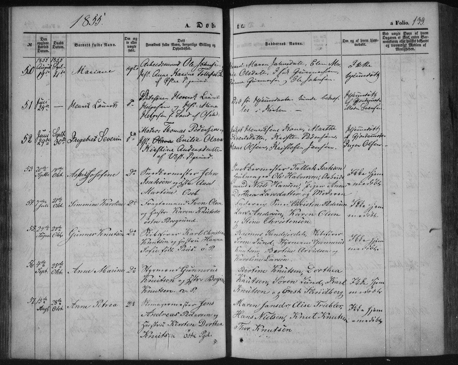 Porsgrunn kirkebøker , SAKO/A-104/F/Fa/L0006: Parish register (official) no. 6, 1841-1857, p. 139