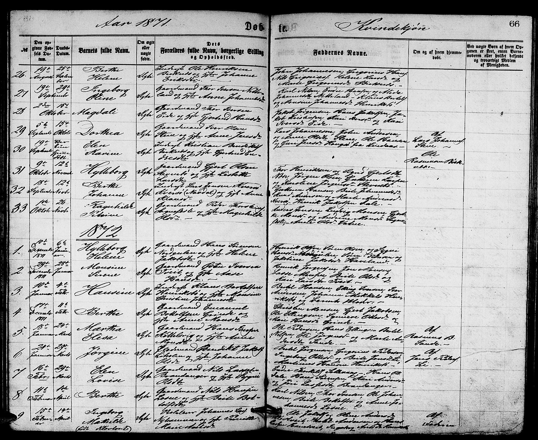 Gulen sokneprestembete, SAB/A-80201/H/Hab/Habb/L0002: Parish register (copy) no. B 2, 1867-1883, p. 66