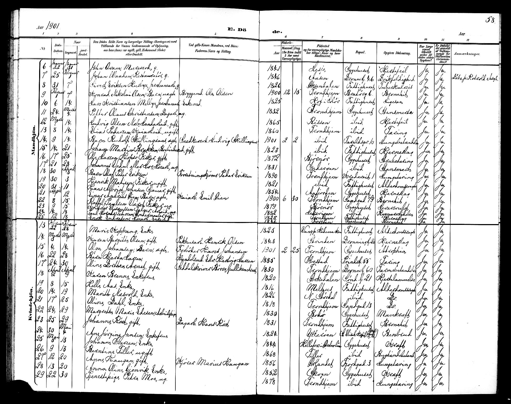 Ministerialprotokoller, klokkerbøker og fødselsregistre - Sør-Trøndelag, AV/SAT-A-1456/602/L0144: Parish register (copy) no. 602C12, 1897-1905, p. 58