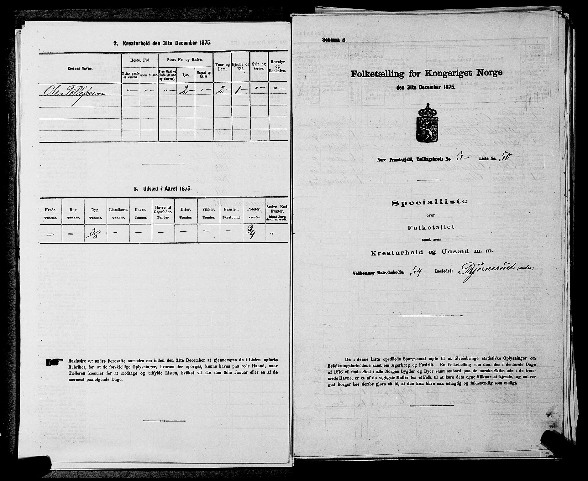 SAKO, 1875 census for 0633P Nore, 1875, p. 354