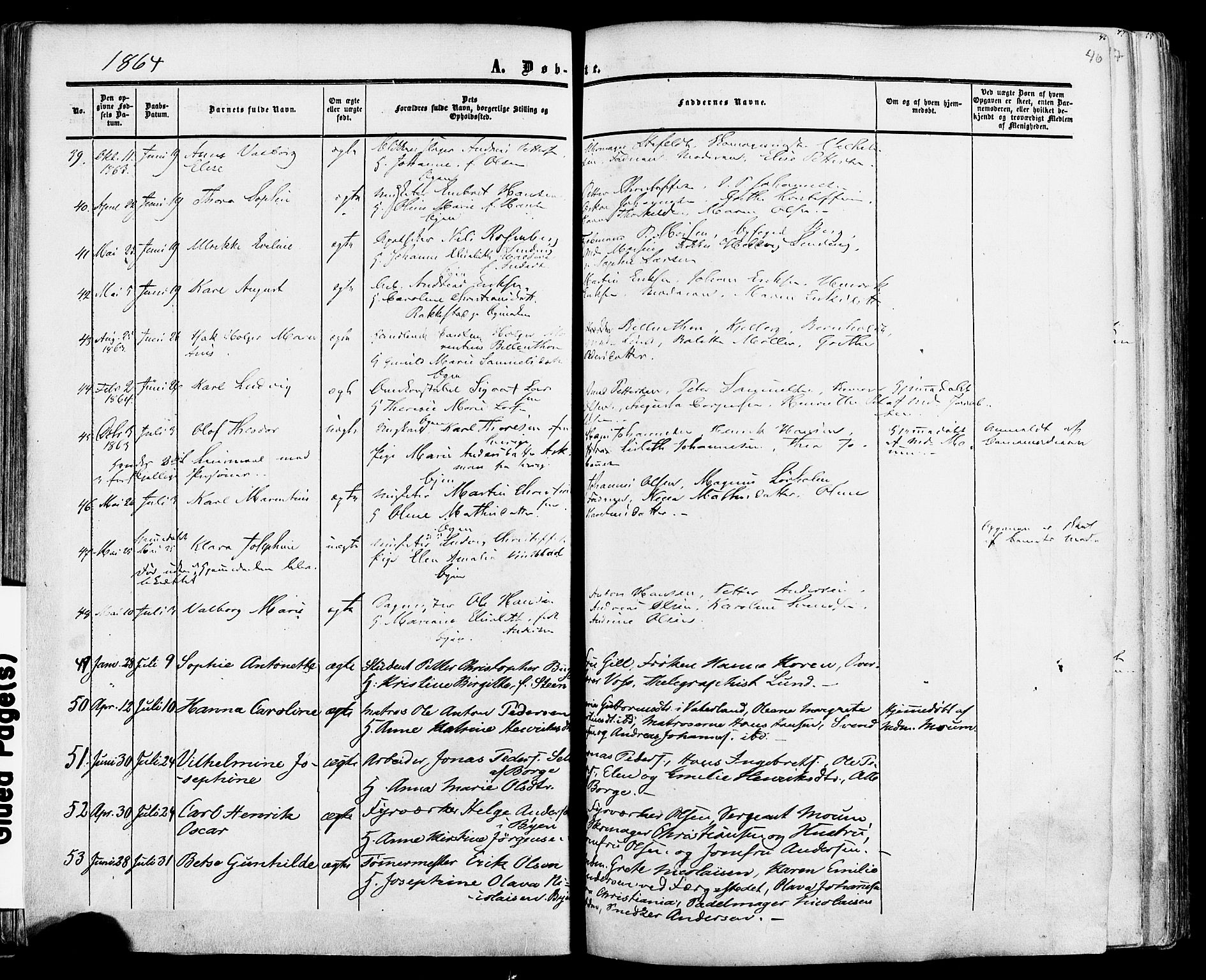 Fredrikstad prestekontor Kirkebøker, AV/SAO-A-11082/F/Fa/L0006: Parish register (official) no. 6, 1857-1878, p. 46