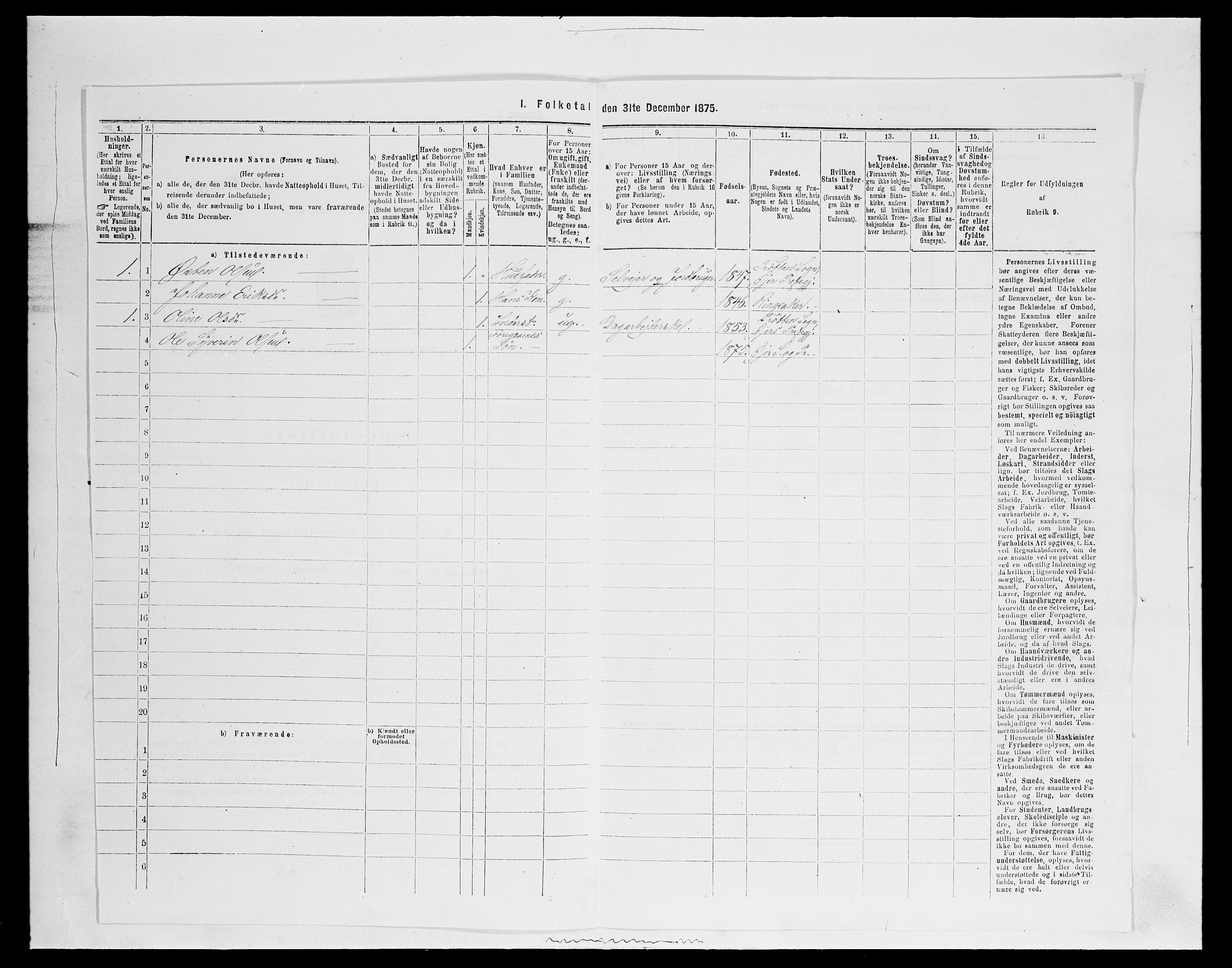 SAH, 1875 census for 0521P Øyer, 1875, p. 607