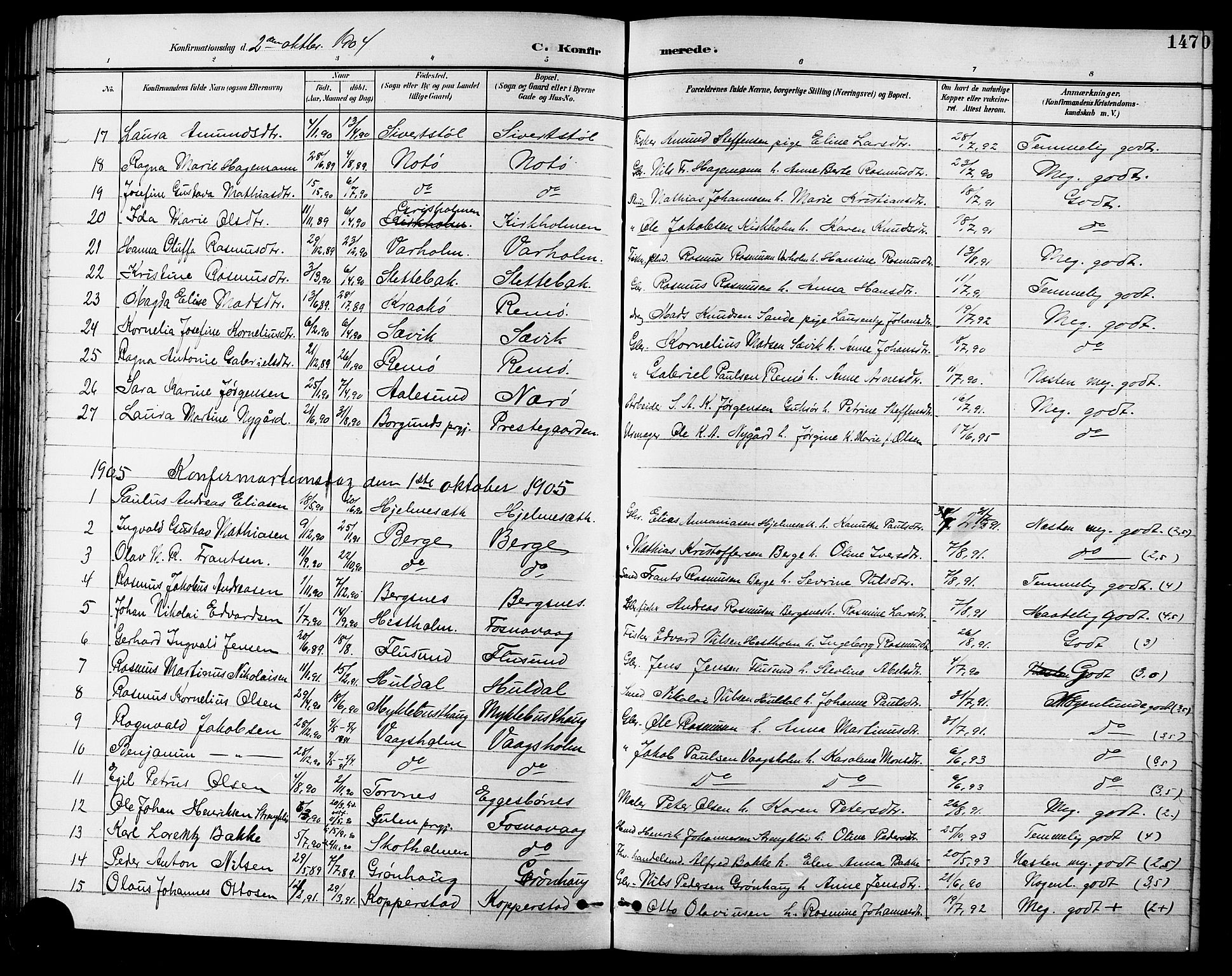 Ministerialprotokoller, klokkerbøker og fødselsregistre - Møre og Romsdal, AV/SAT-A-1454/507/L0082: Parish register (copy) no. 507C05, 1896-1914, p. 147