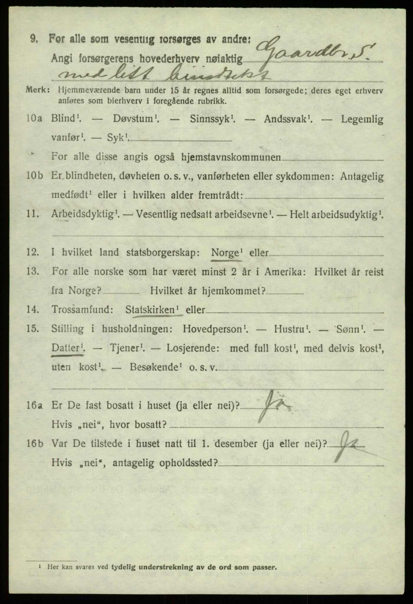 SAB, 1920 census for Fusa, 1920, p. 1306