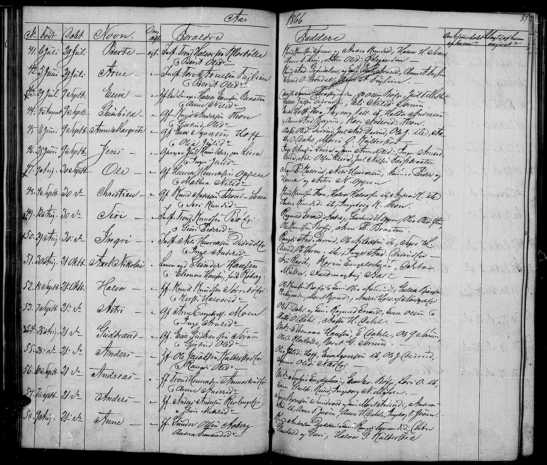 Nord-Aurdal prestekontor, AV/SAH-PREST-132/H/Ha/Hab/L0002: Parish register (copy) no. 2, 1842-1877, p. 87