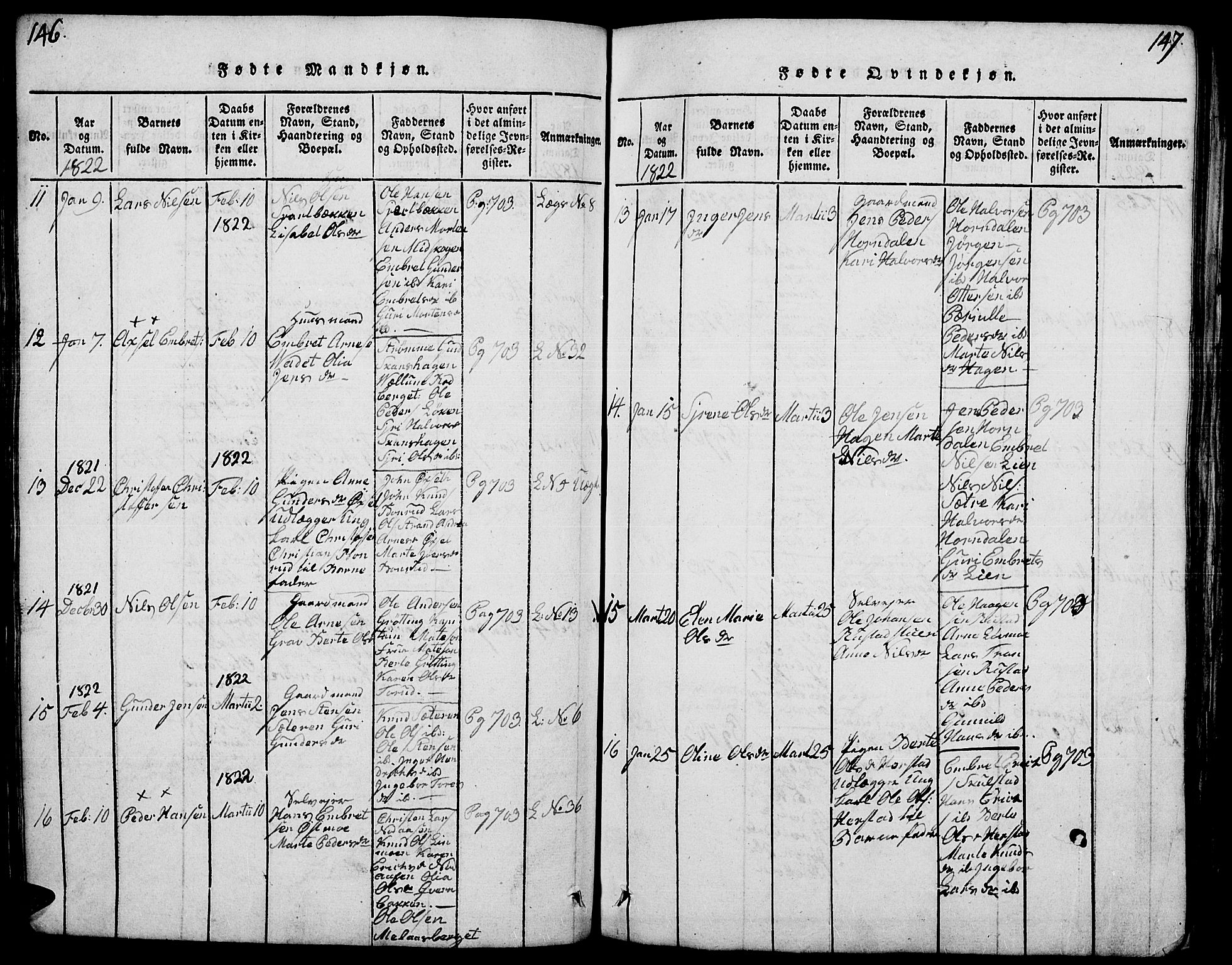 Elverum prestekontor, AV/SAH-PREST-044/H/Ha/Hab/L0001: Parish register (copy) no. 1, 1815-1829, p. 146-147