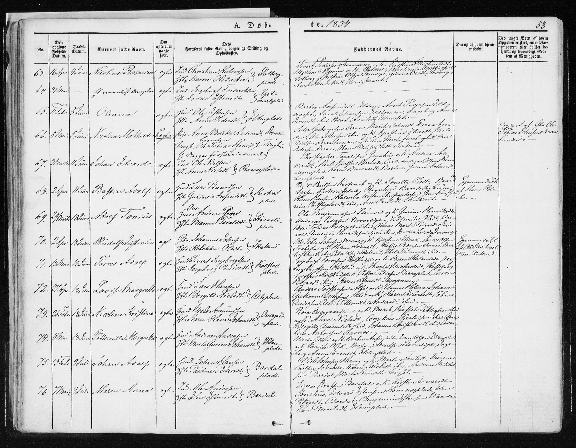 Ministerialprotokoller, klokkerbøker og fødselsregistre - Nord-Trøndelag, SAT/A-1458/741/L0393: Parish register (official) no. 741A07, 1849-1863, p. 53