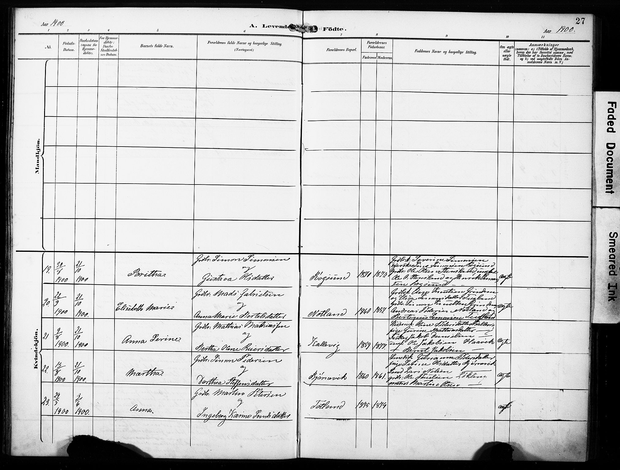 Finnås sokneprestembete, AV/SAB-A-99925/H/Ha/Haa/Haab/L0002: Parish register (official) no. B 2, 1895-1906, p. 27