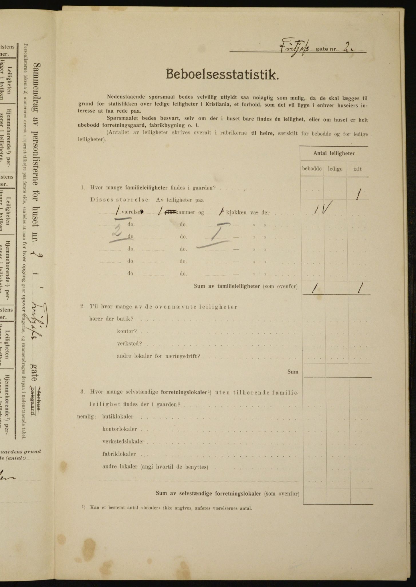 OBA, Municipal Census 1910 for Kristiania, 1910, p. 25118