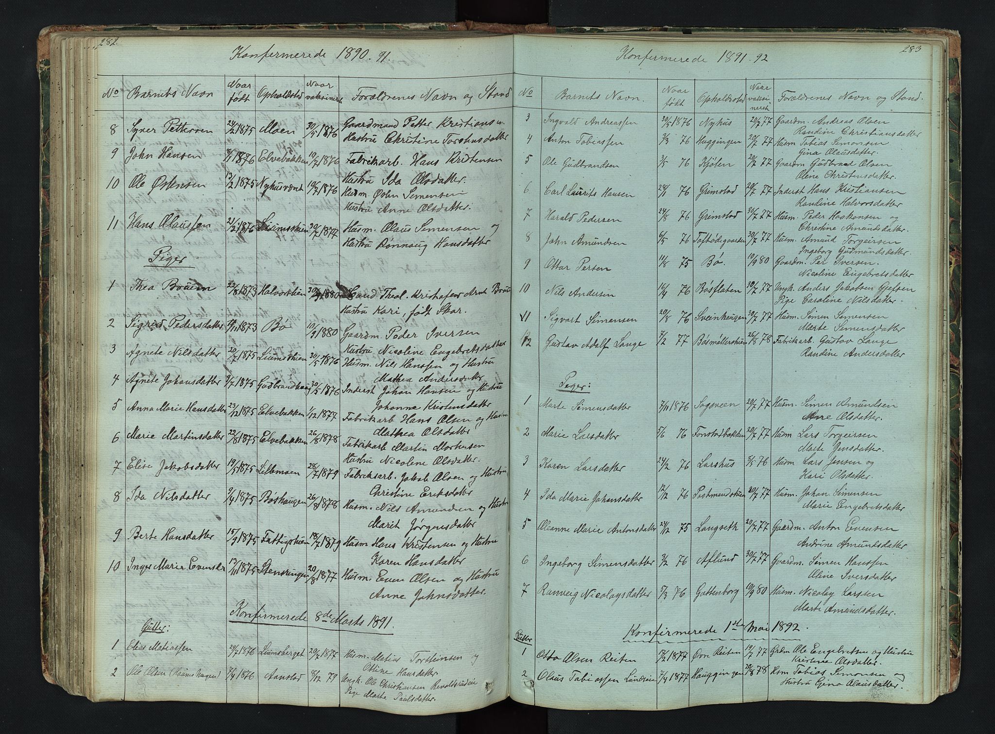 Gausdal prestekontor, SAH/PREST-090/H/Ha/Hab/L0006: Parish register (copy) no. 6, 1846-1893, p. 282-283