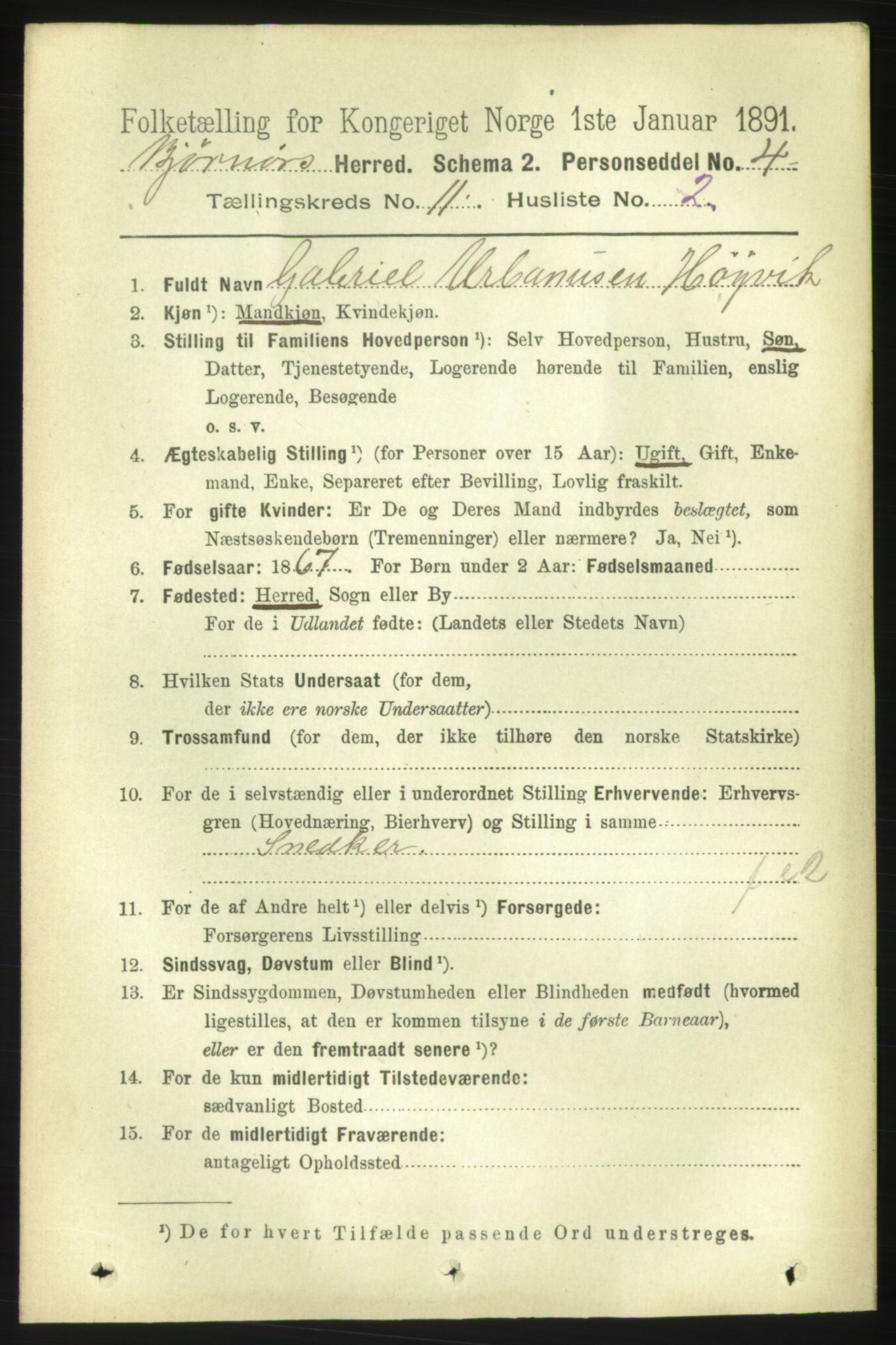 RA, 1891 census for 1632 Bjørnør, 1891, p. 4671