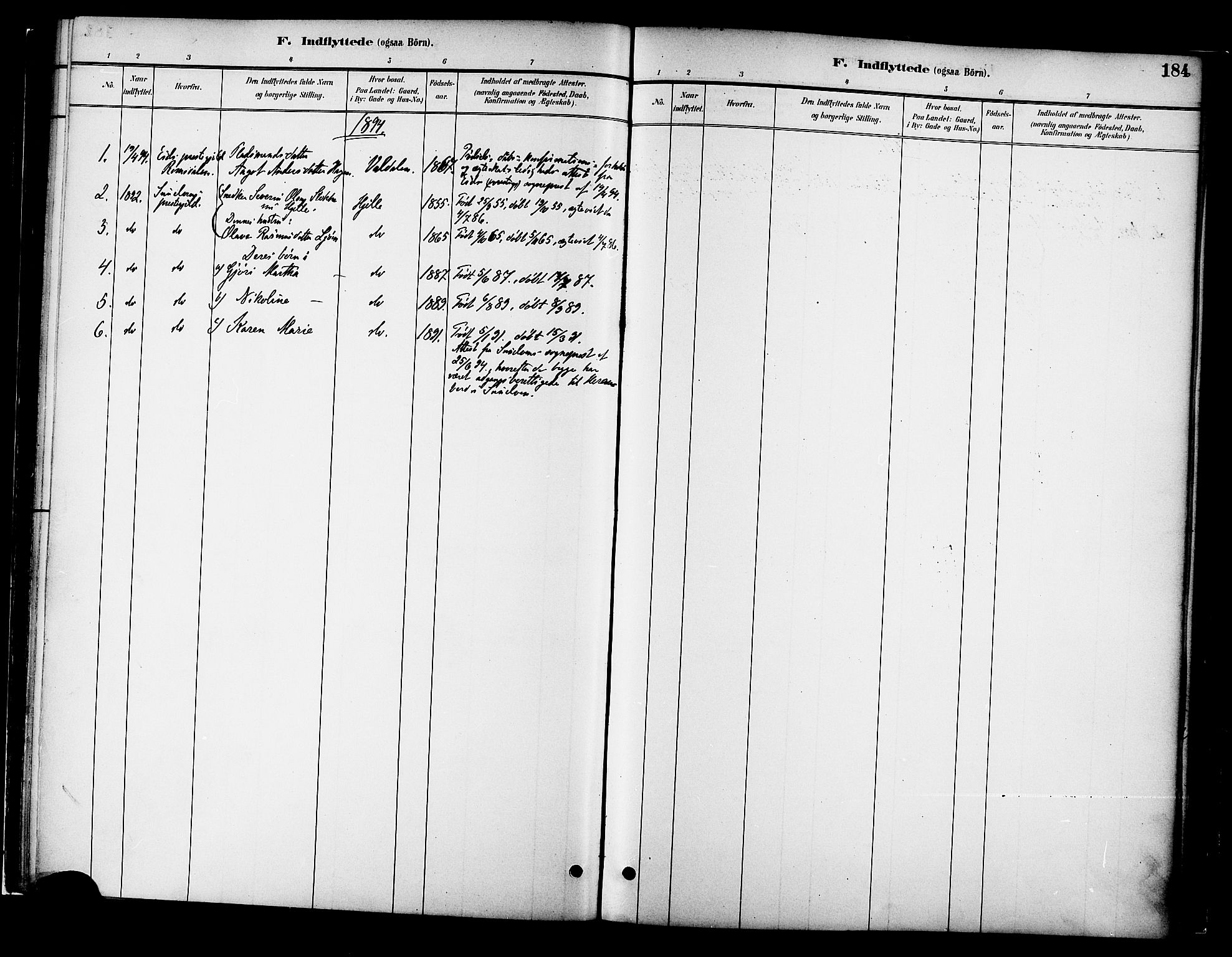 Ministerialprotokoller, klokkerbøker og fødselsregistre - Møre og Romsdal, AV/SAT-A-1454/519/L0255: Parish register (official) no. 519A14, 1884-1908, p. 184