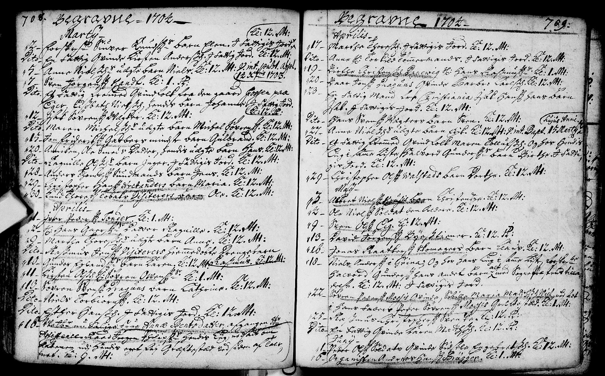 Bragernes kirkebøker, SAKO/A-6/F/Fa/L0002: Parish register (official) no. I 2, 1680-1705, p. 708-709