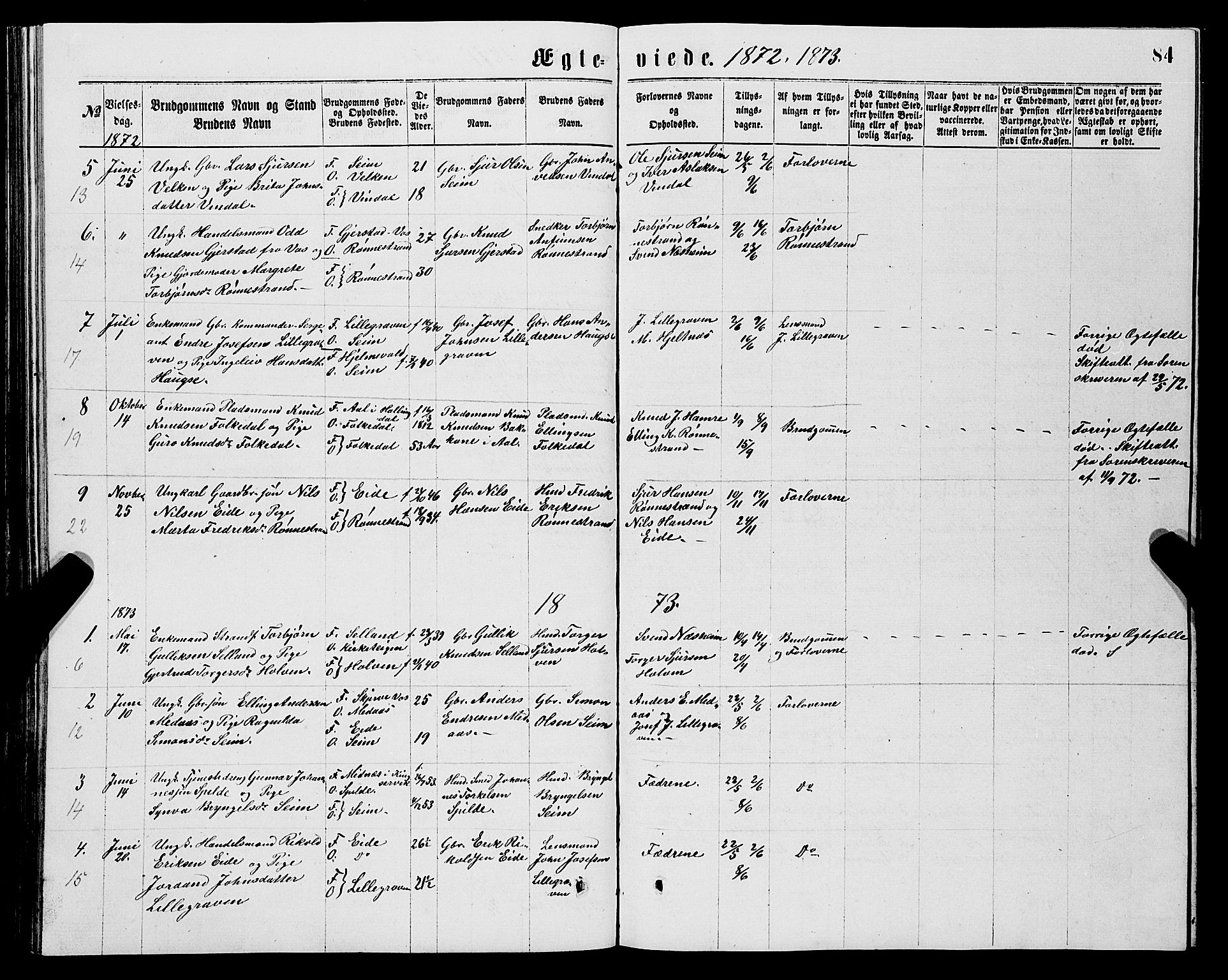 Ulvik sokneprestembete, SAB/A-78801/H/Hab: Parish register (copy) no. B 2, 1869-1883, p. 84