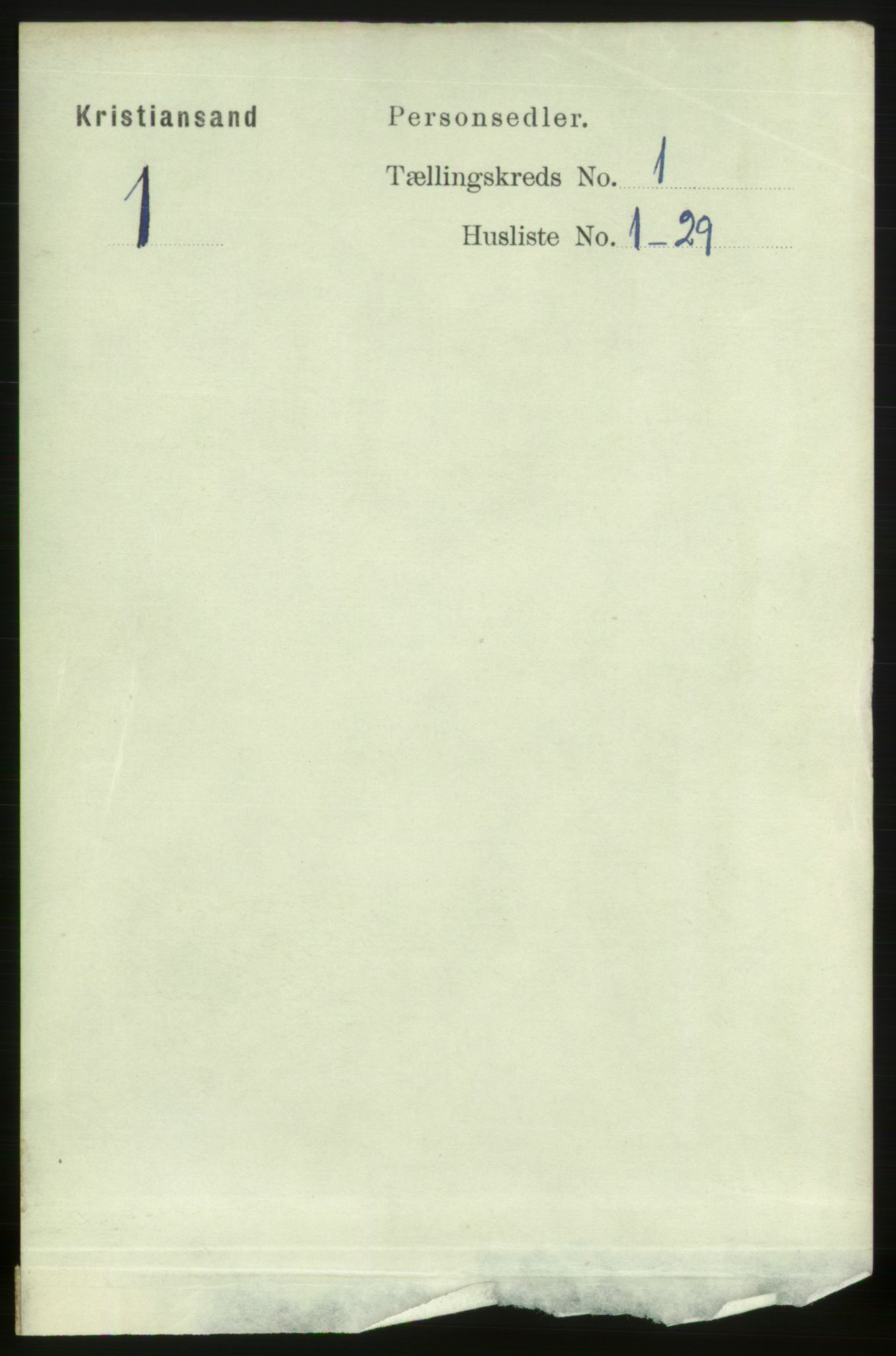 RA, 1891 census for 1001 Kristiansand, 1891, p. 2810