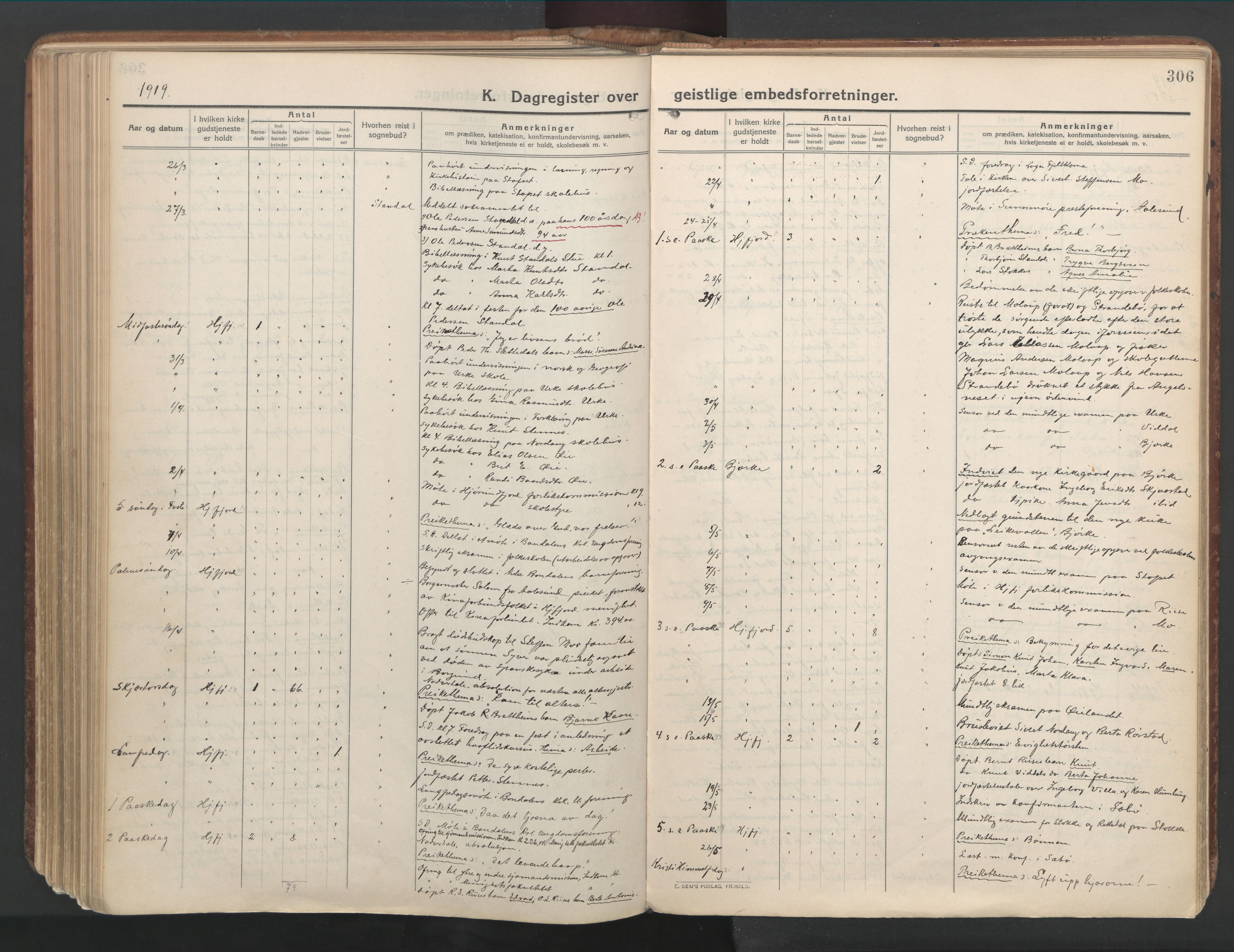 Ministerialprotokoller, klokkerbøker og fødselsregistre - Møre og Romsdal, AV/SAT-A-1454/515/L0212: Parish register (official) no. 515A08, 1911-1935, p. 306