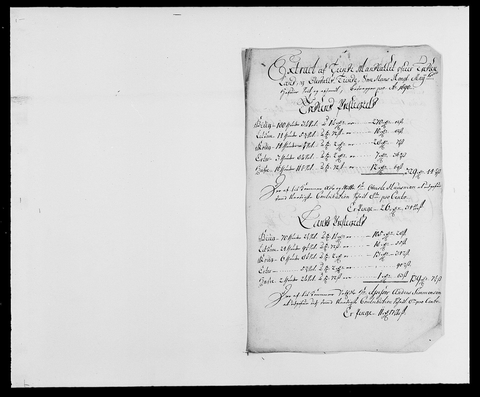 Rentekammeret inntil 1814, Reviderte regnskaper, Fogderegnskap, RA/EA-4092/R18/L1289: Fogderegnskap Hadeland, Toten og Valdres, 1690, p. 66