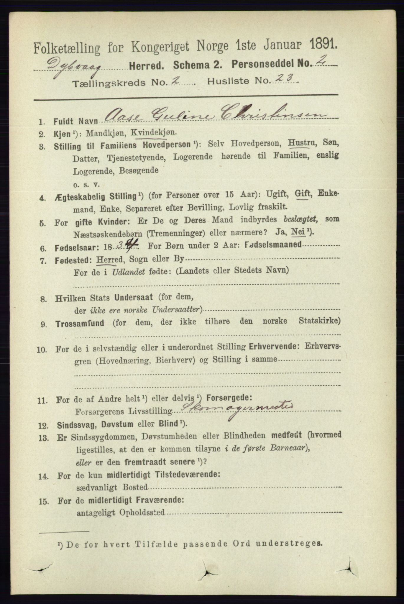 RA, 1891 census for 0915 Dypvåg, 1891, p. 644