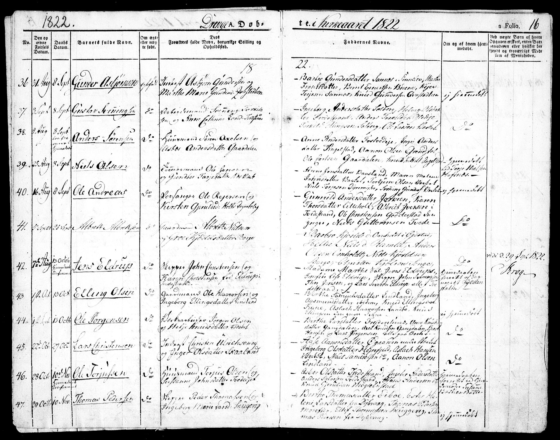 Holt sokneprestkontor, AV/SAK-1111-0021/F/Fa/L0006: Parish register (official) no. A 6, 1820-1835, p. 16