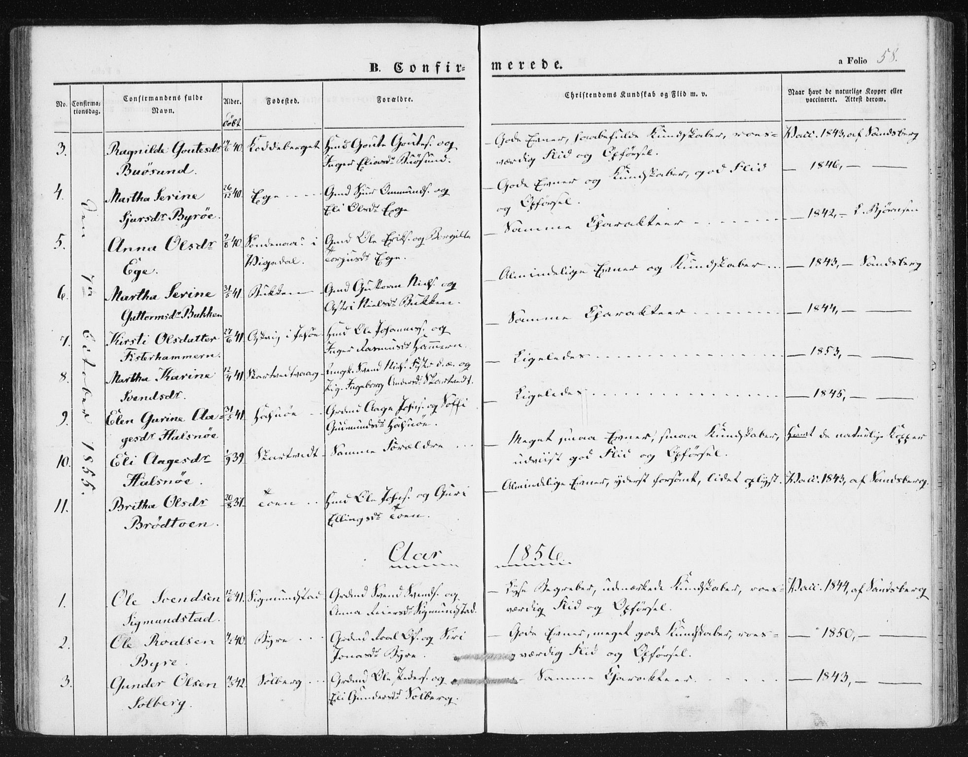 Hjelmeland sokneprestkontor, SAST/A-101843/01/IV/L0010: Parish register (official) no. A 10, 1851-1871, p. 58