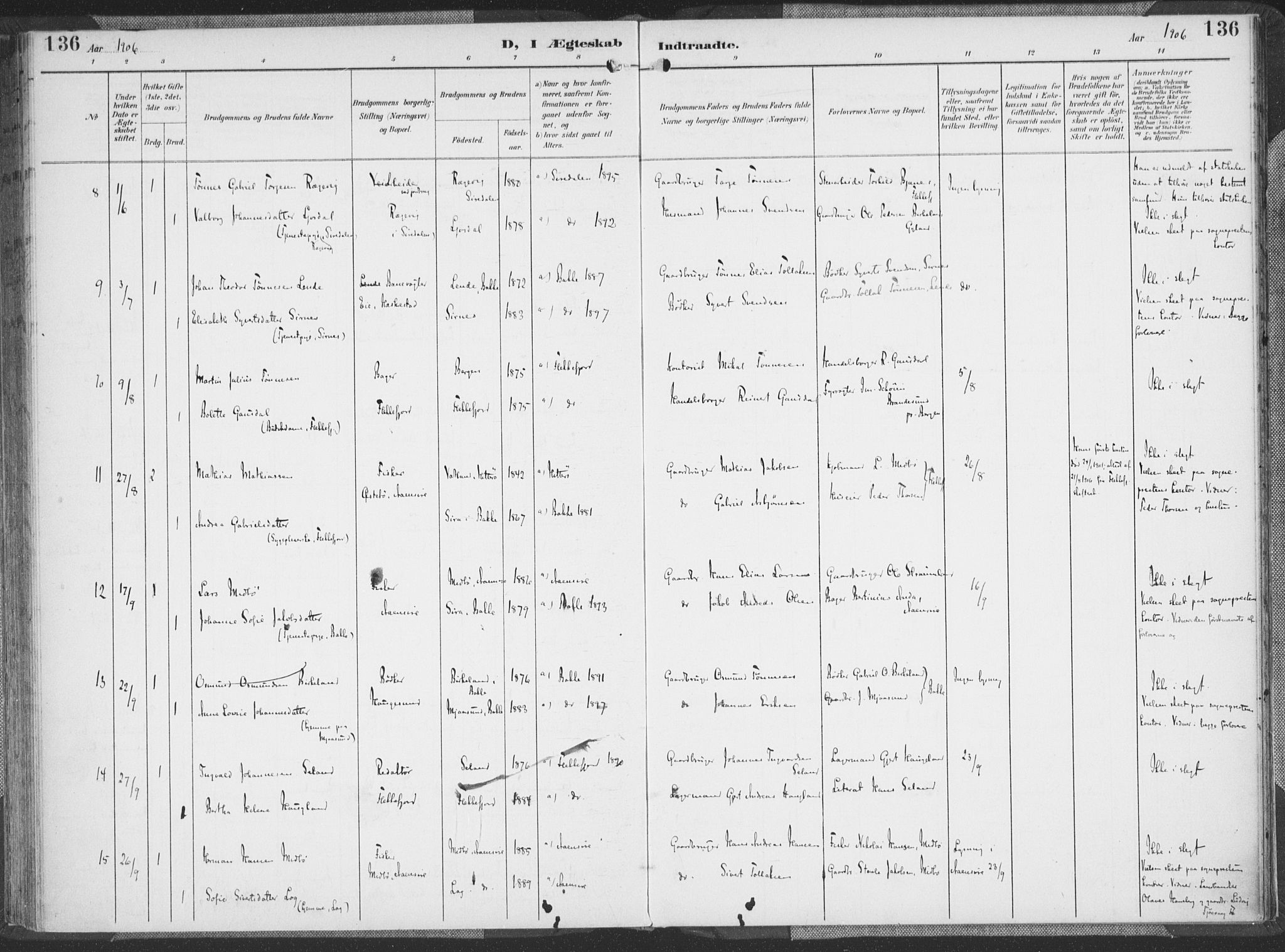 Flekkefjord sokneprestkontor, AV/SAK-1111-0012/F/Fa/Faa/L0002: Parish register (official) no. A 2, 1900-1912, p. 136