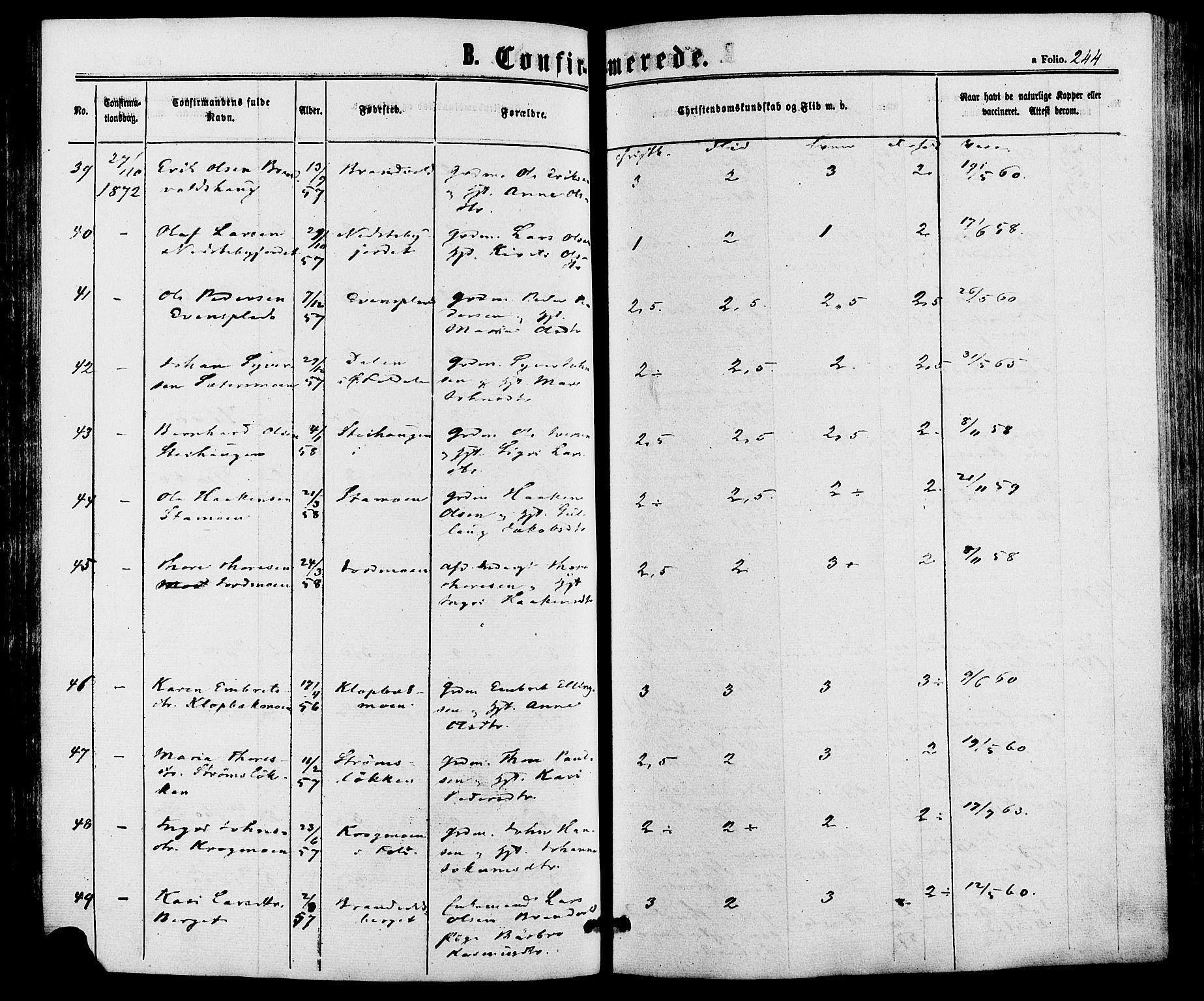 Alvdal prestekontor, SAH/PREST-060/H/Ha/Haa/L0001: Parish register (official) no. 1, 1863-1882, p. 244