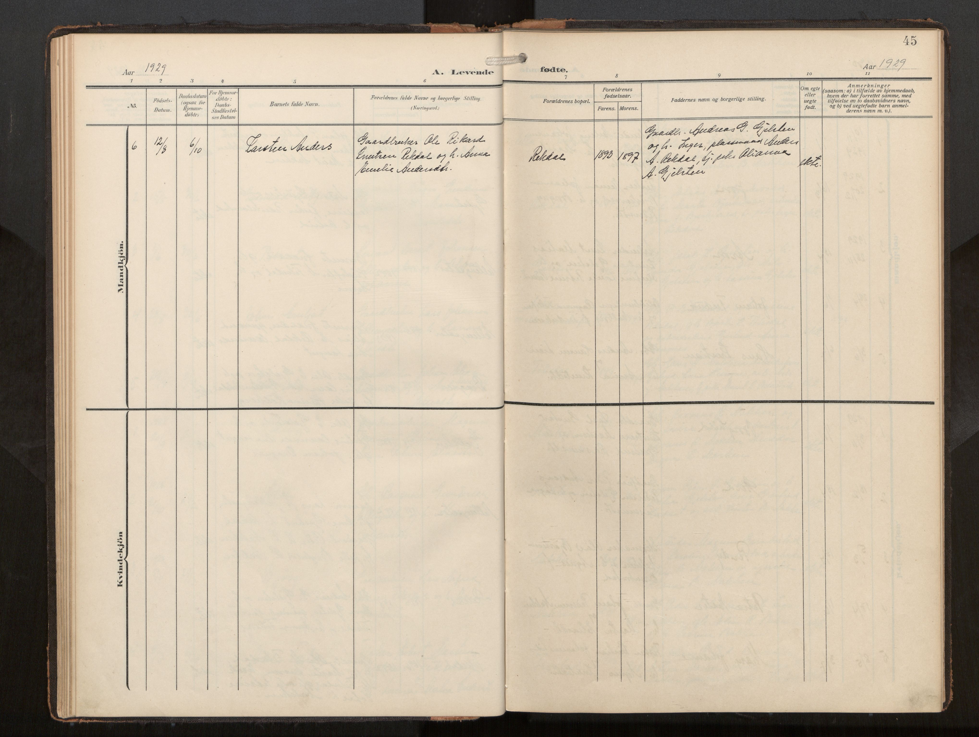 Ministerialprotokoller, klokkerbøker og fødselsregistre - Møre og Romsdal, AV/SAT-A-1454/540/L0540b: Parish register (official) no. 540A03, 1909-1932, p. 45