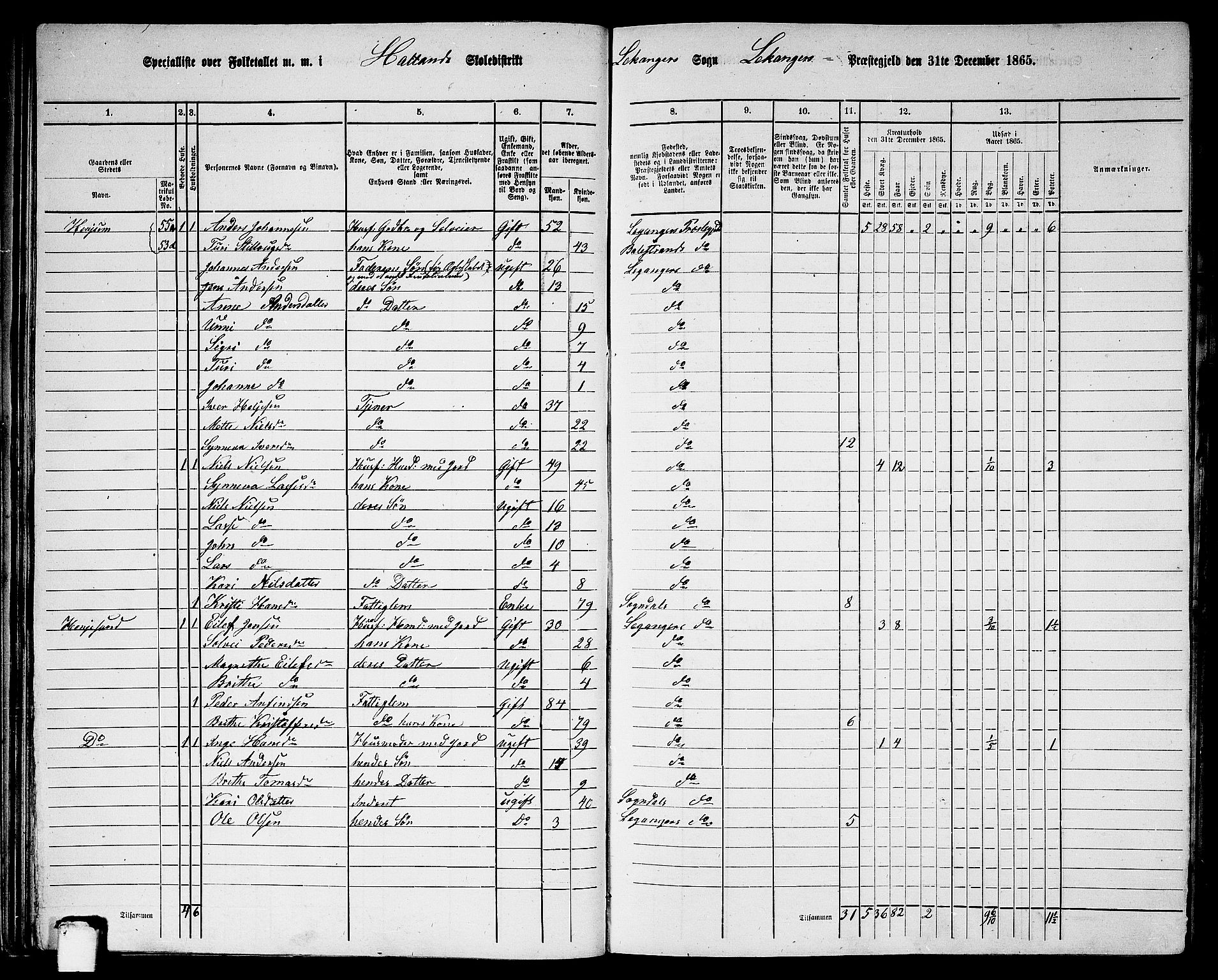 RA, 1865 census for Leikanger, 1865, p. 47