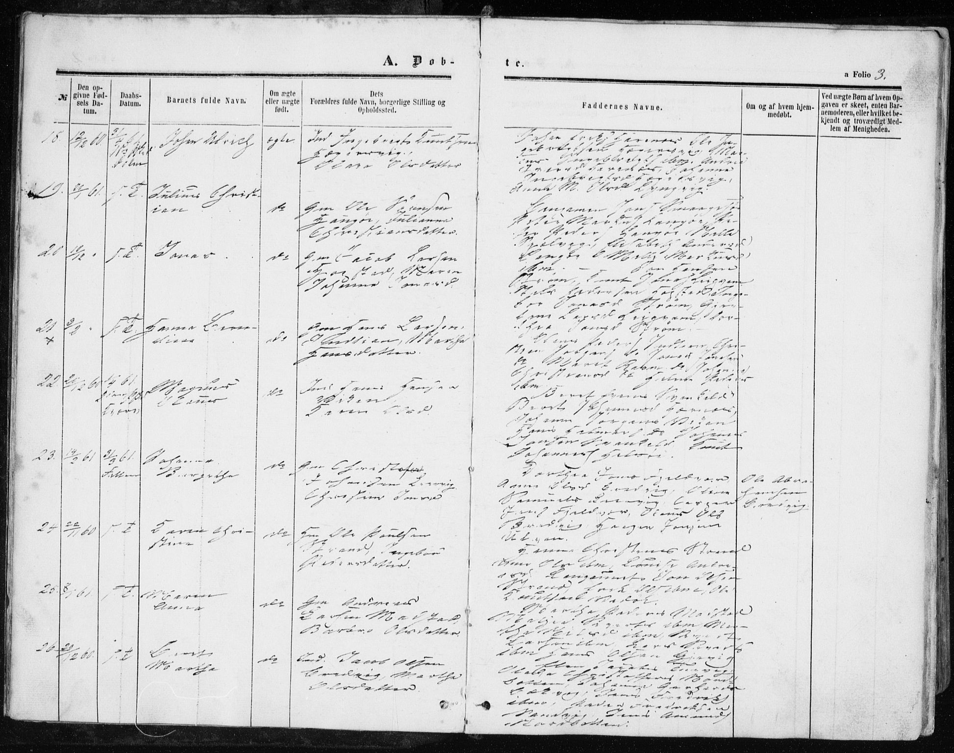 Ministerialprotokoller, klokkerbøker og fødselsregistre - Sør-Trøndelag, AV/SAT-A-1456/634/L0531: Parish register (official) no. 634A07, 1861-1870, p. 3