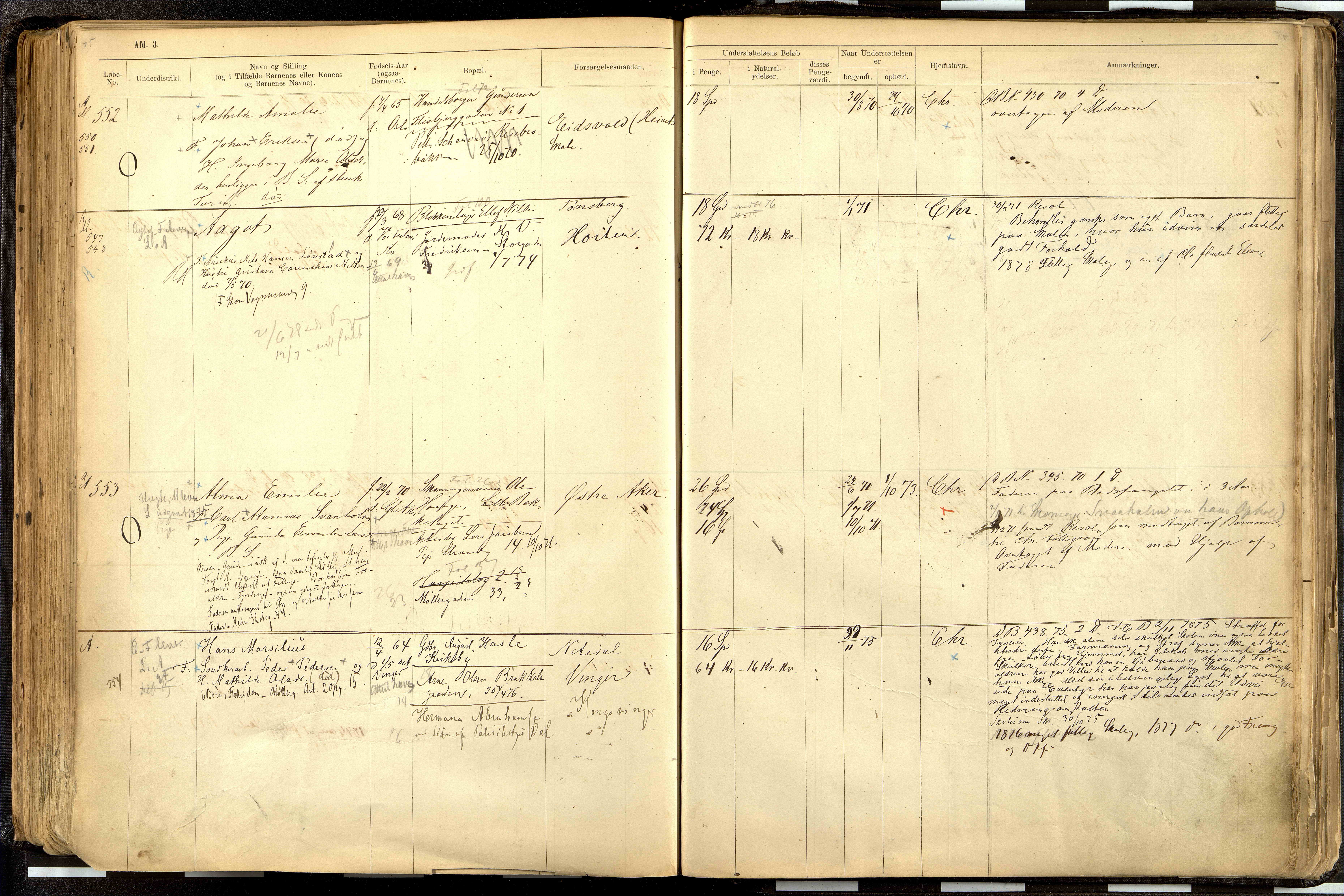 Fattigvesenet, OBA/A-20045/H/Hd/L0001: Manntallsprotokoll. Mnr. 1-644, 1865-1879, p. 279