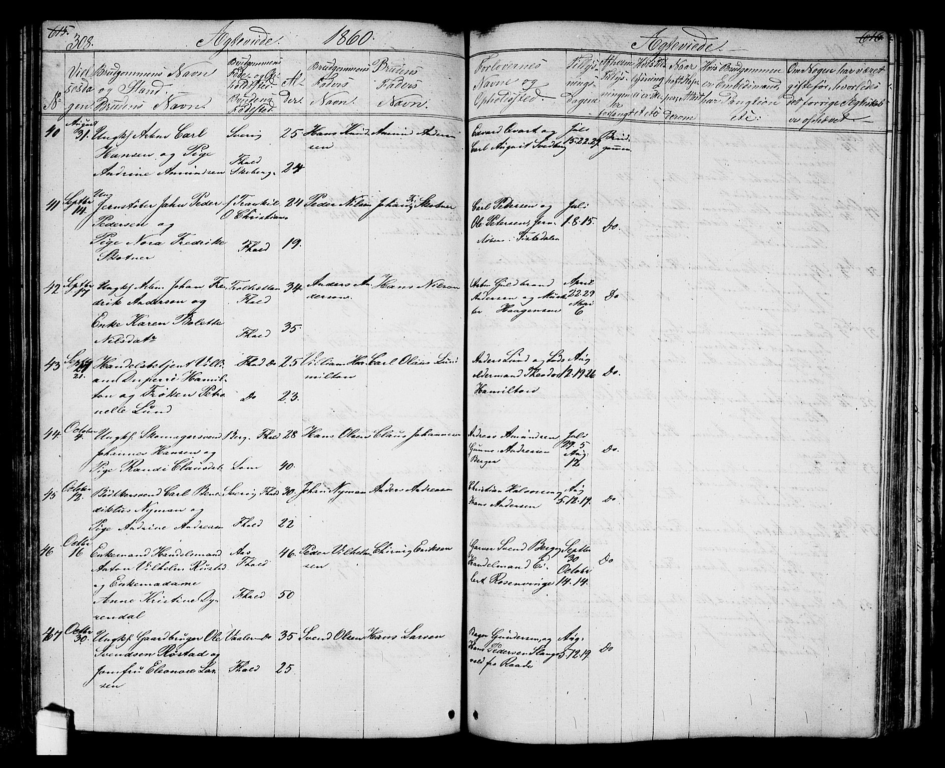 Halden prestekontor Kirkebøker, AV/SAO-A-10909/G/Ga/L0005a: Parish register (copy) no. 5A, 1855-1864, p. 308