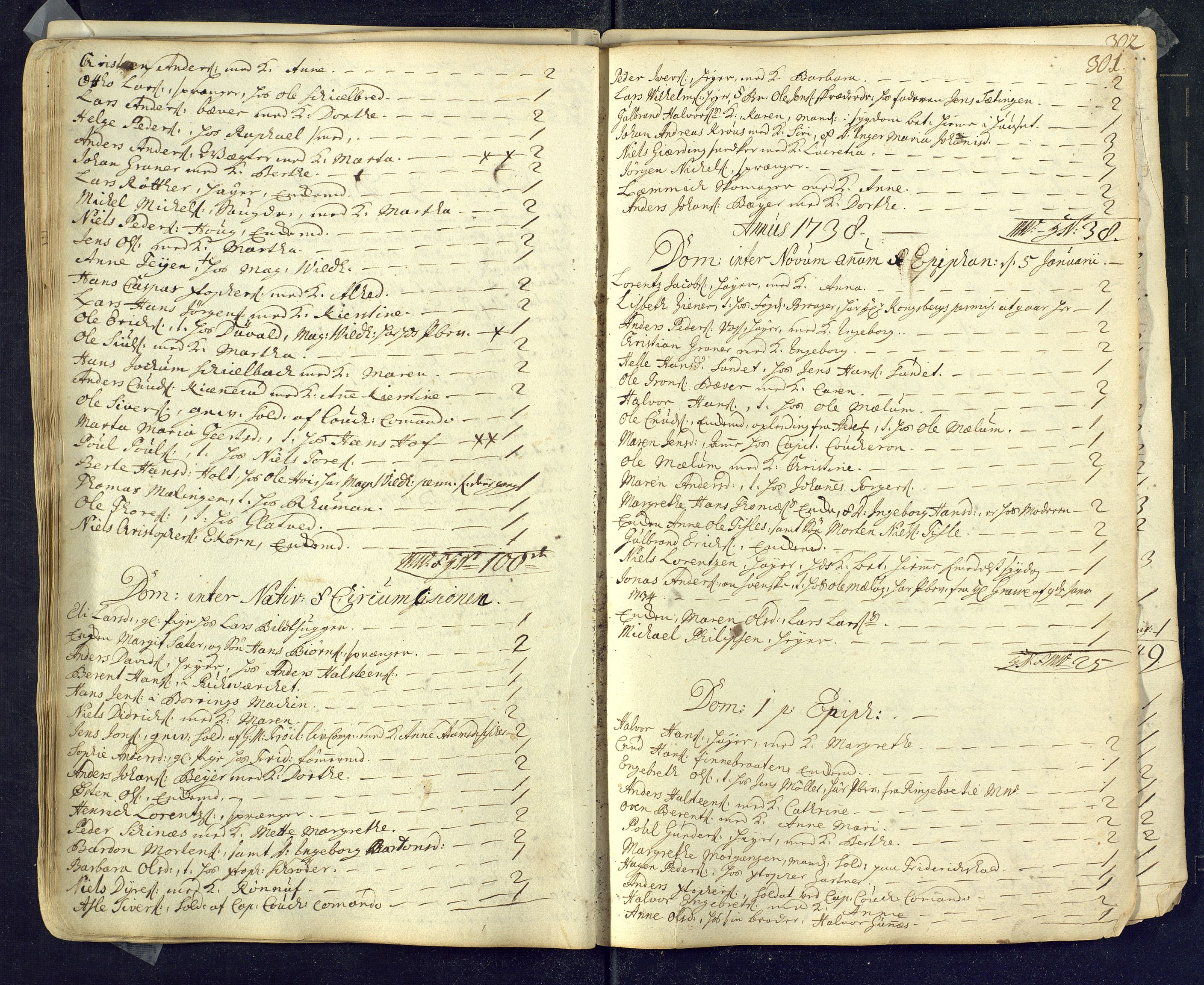 Kongsberg kirkebøker, SAKO/A-22/M/Ma/L0001: Communicants register no. 1, 1731-1739, p. 301