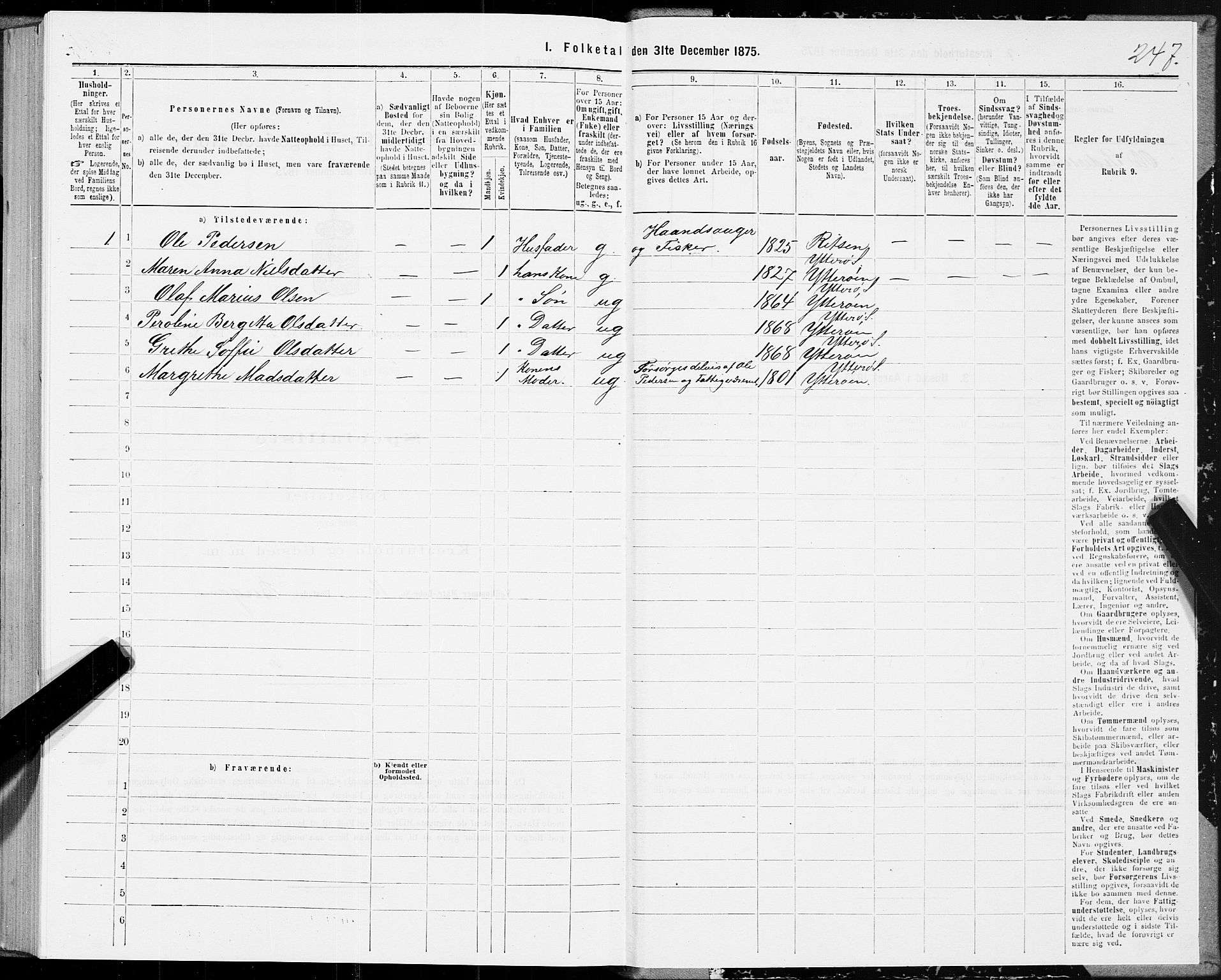 SAT, 1875 census for 1722P Ytterøy, 1875, p. 1247