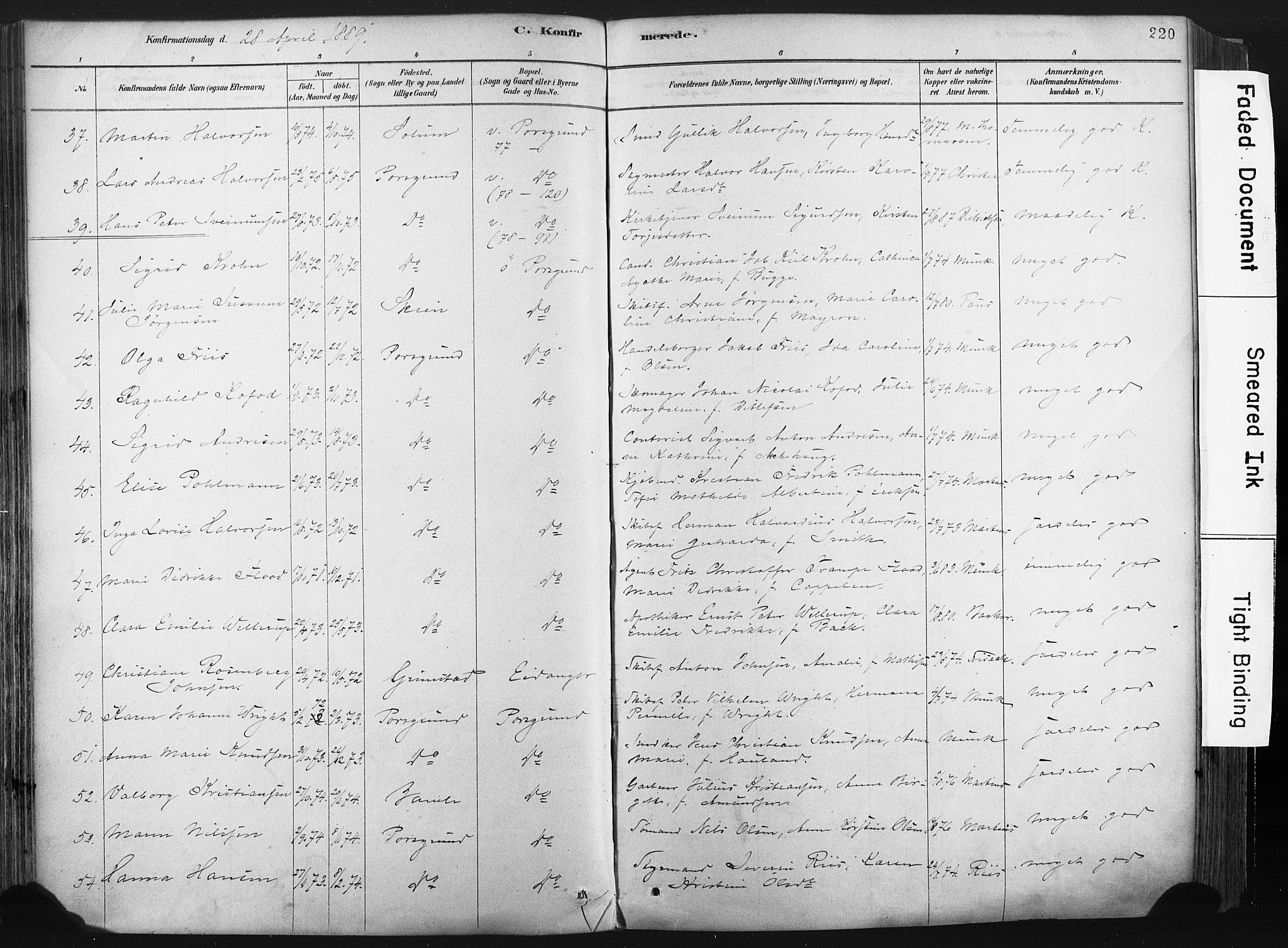 Porsgrunn kirkebøker , AV/SAKO-A-104/F/Fa/L0008: Parish register (official) no. 8, 1878-1895, p. 220