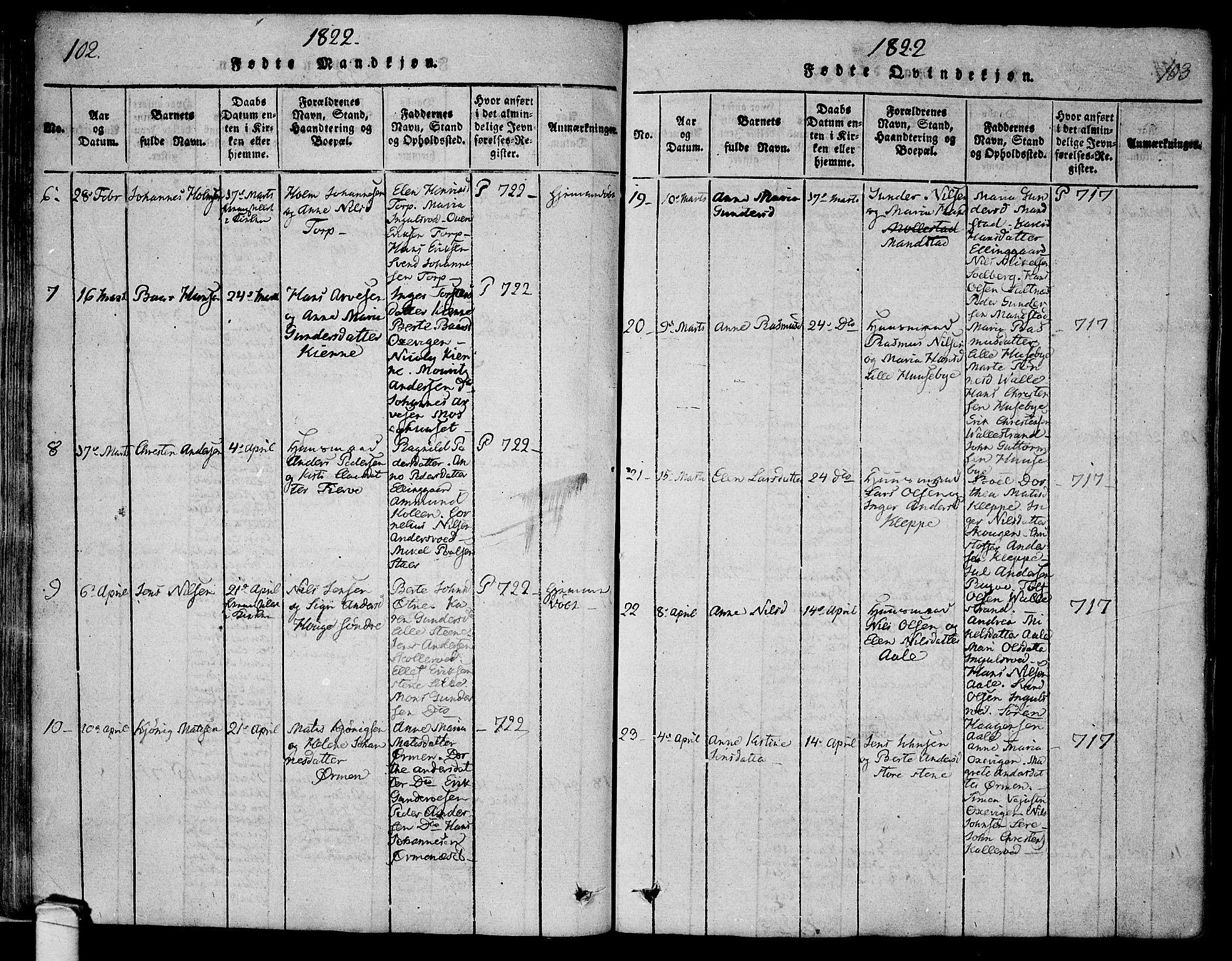 Onsøy prestekontor Kirkebøker, AV/SAO-A-10914/F/Fa/L0002: Parish register (official) no. I 2, 1814-1840, p. 102-103