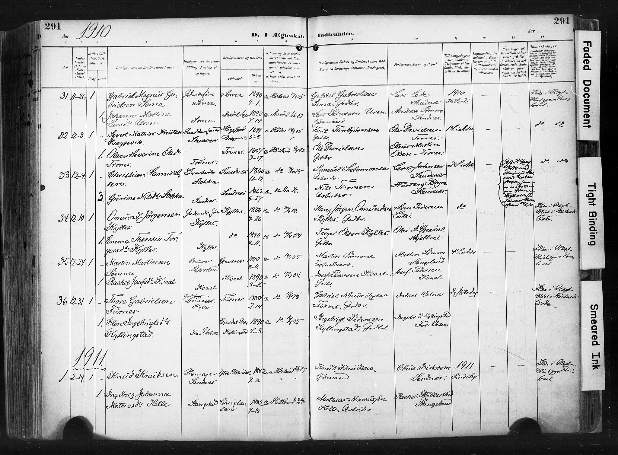 Høyland sokneprestkontor, AV/SAST-A-101799/001/30BA/L0015: Parish register (official) no. A 14, 1899-1911, p. 291