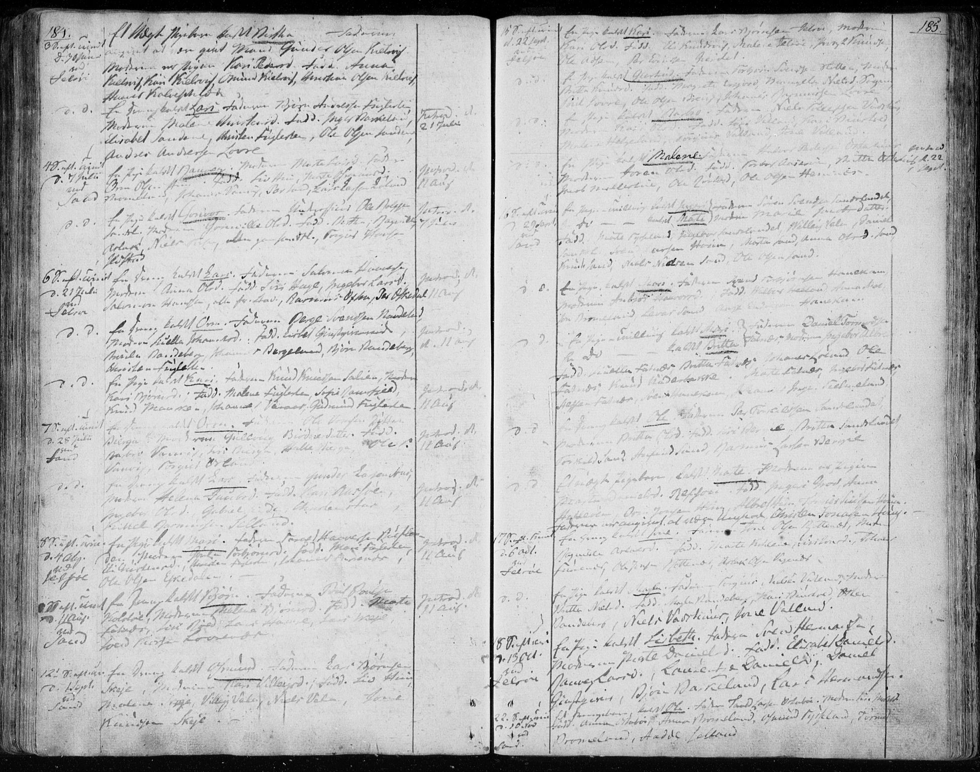 Jelsa sokneprestkontor, SAST/A-101842/01/IV: Parish register (official) no. A 4, 1796-1816, p. 184-185