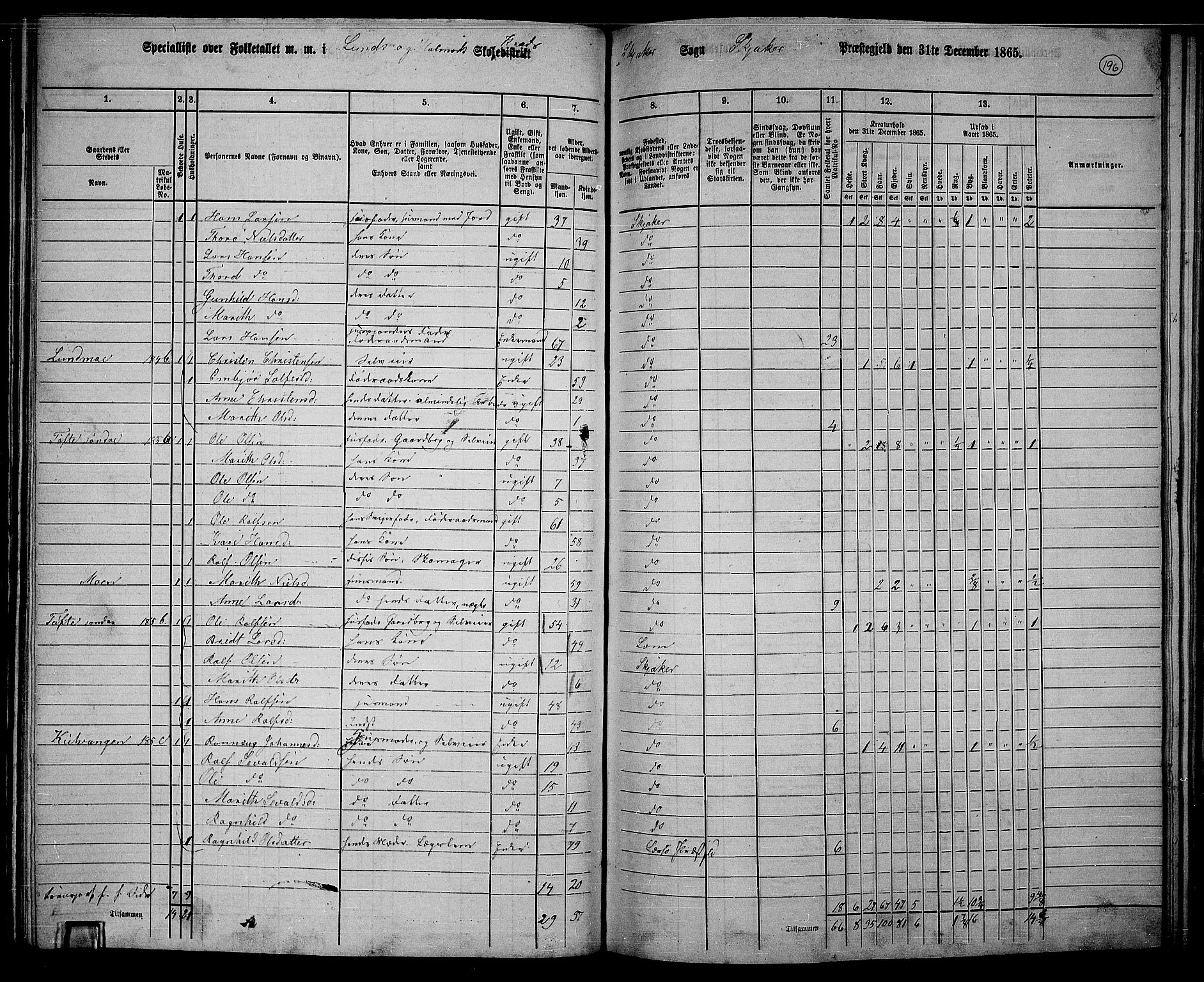 RA, 1865 census for Skjåk, 1865, p. 48